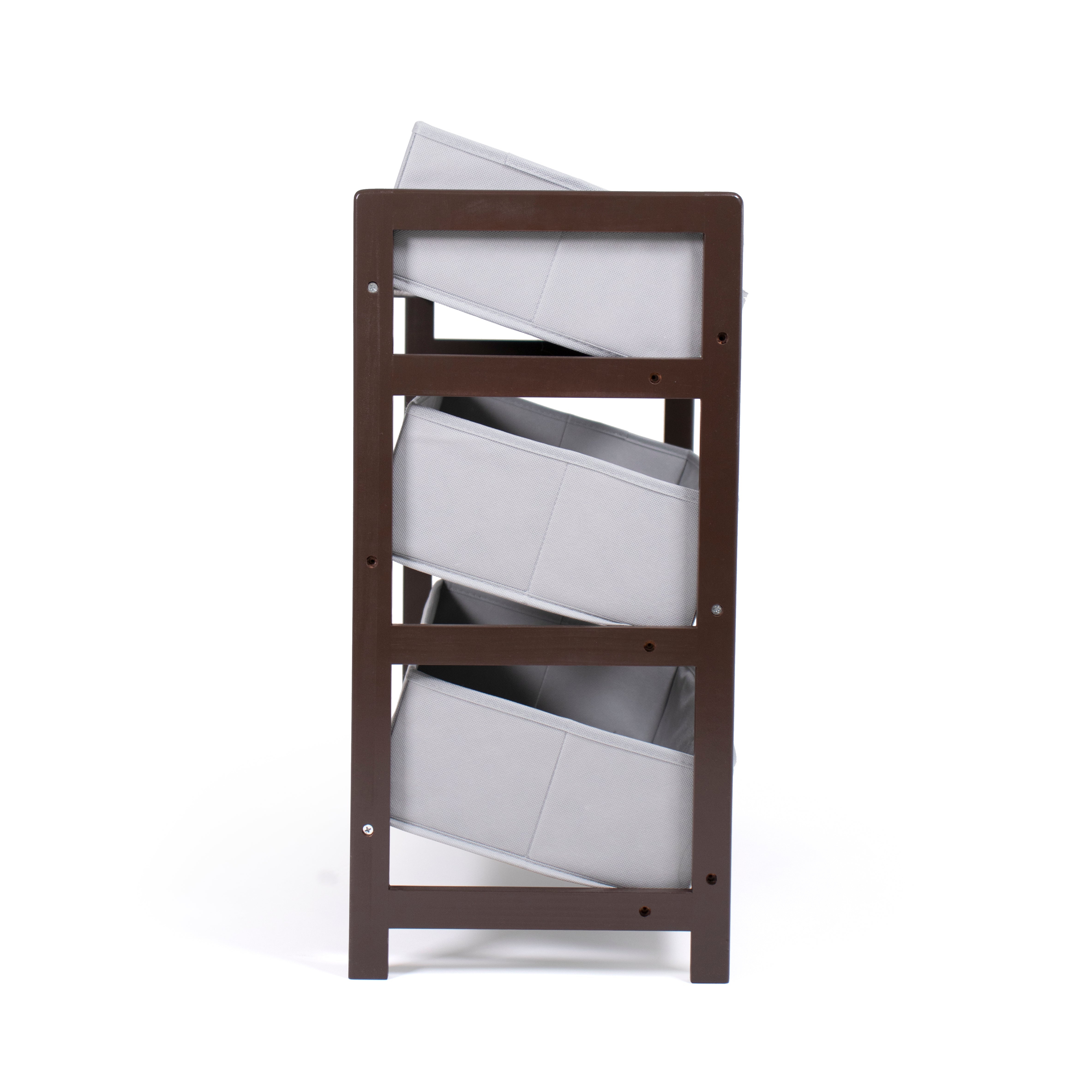 Humble Crew Oslo Compact Fabric Bin Organizer, 3 Small Bins & 2 Large Bins, Dark Pine & Grey