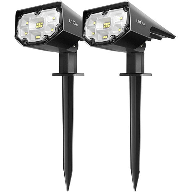 Litom Solar Spotlights for Yard Garden Driveway Cold White, 2-Pack