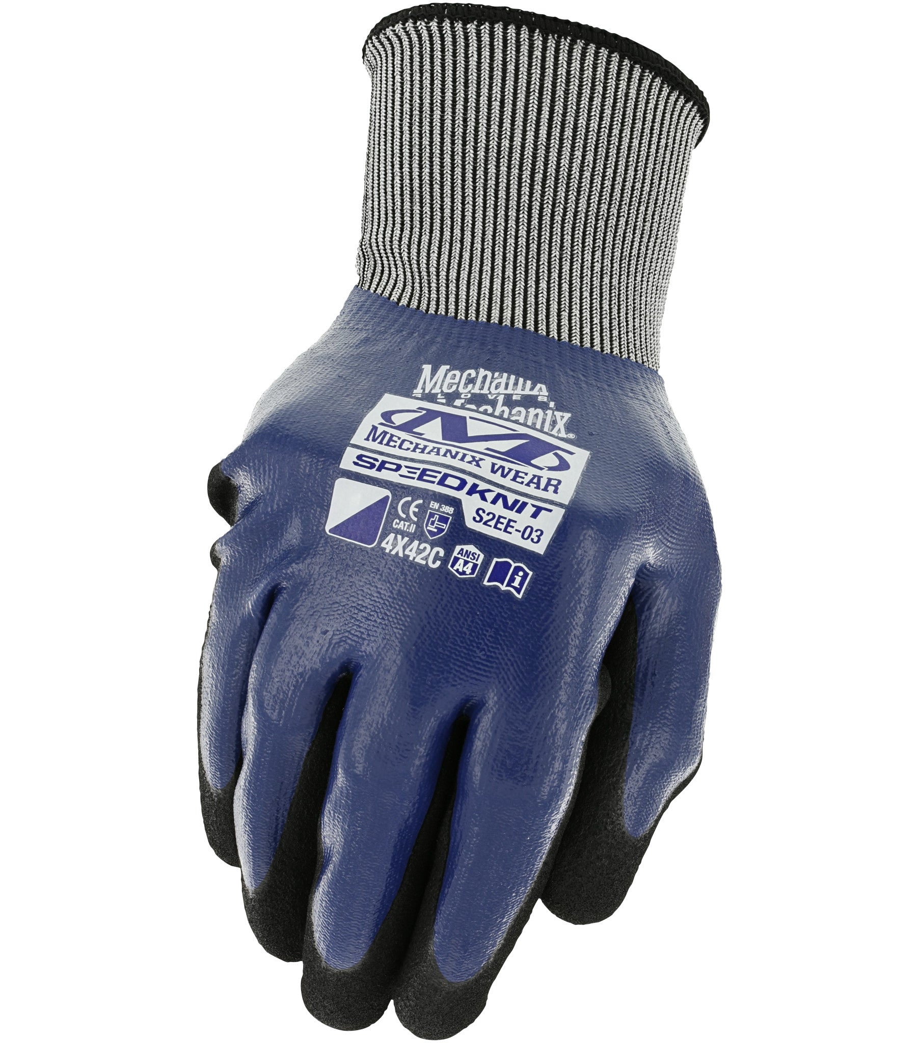 Mechanix Wear Coated-Knit Work Gloves Speedknit Shield C4, Blue, 12 Pair in a pack (Sizes SM, MD, LG, XL and XXL)