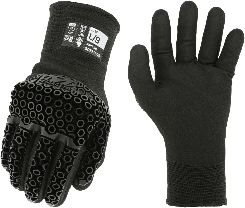 Mechanix Wear: Nitrile Coated SpeedKnit M-Pact Heavy Duty Thermal Work Gloves - Touch Capable, D3O Technology, Insulated, High Abrasion Resistant, Black (Sizes SM, MD, LG, XL and XXL)