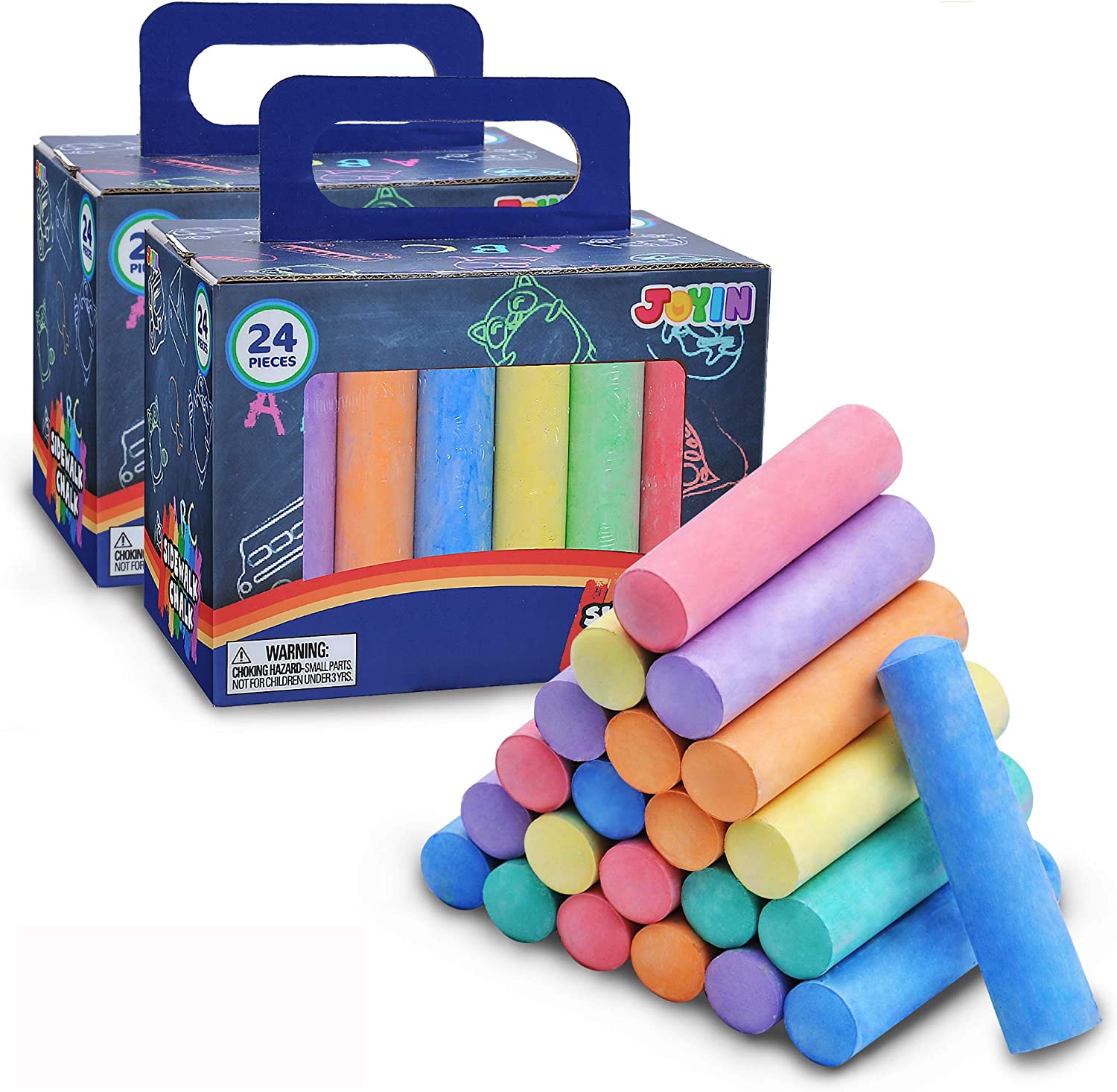 JOYIN 48-Piece Jumbo Washable Sidewalk Chalk Set for Kids – Non-Toxic Outdoor Art Toy