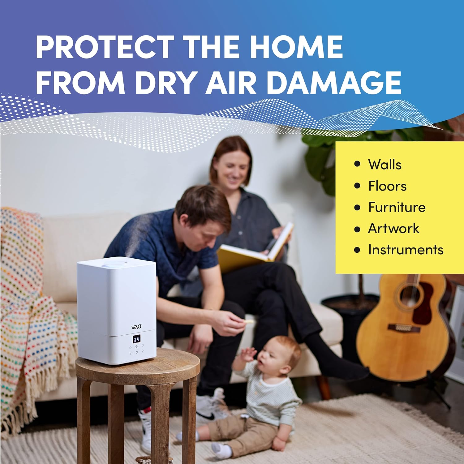 VEVA Humidifiers for Bedroom Large Room 4.5L, Cool Mist Water Vaporizer Essential Oil Diffuser, Quiet Humidifiers for Baby, Covers up to 323 Sq. Ft.