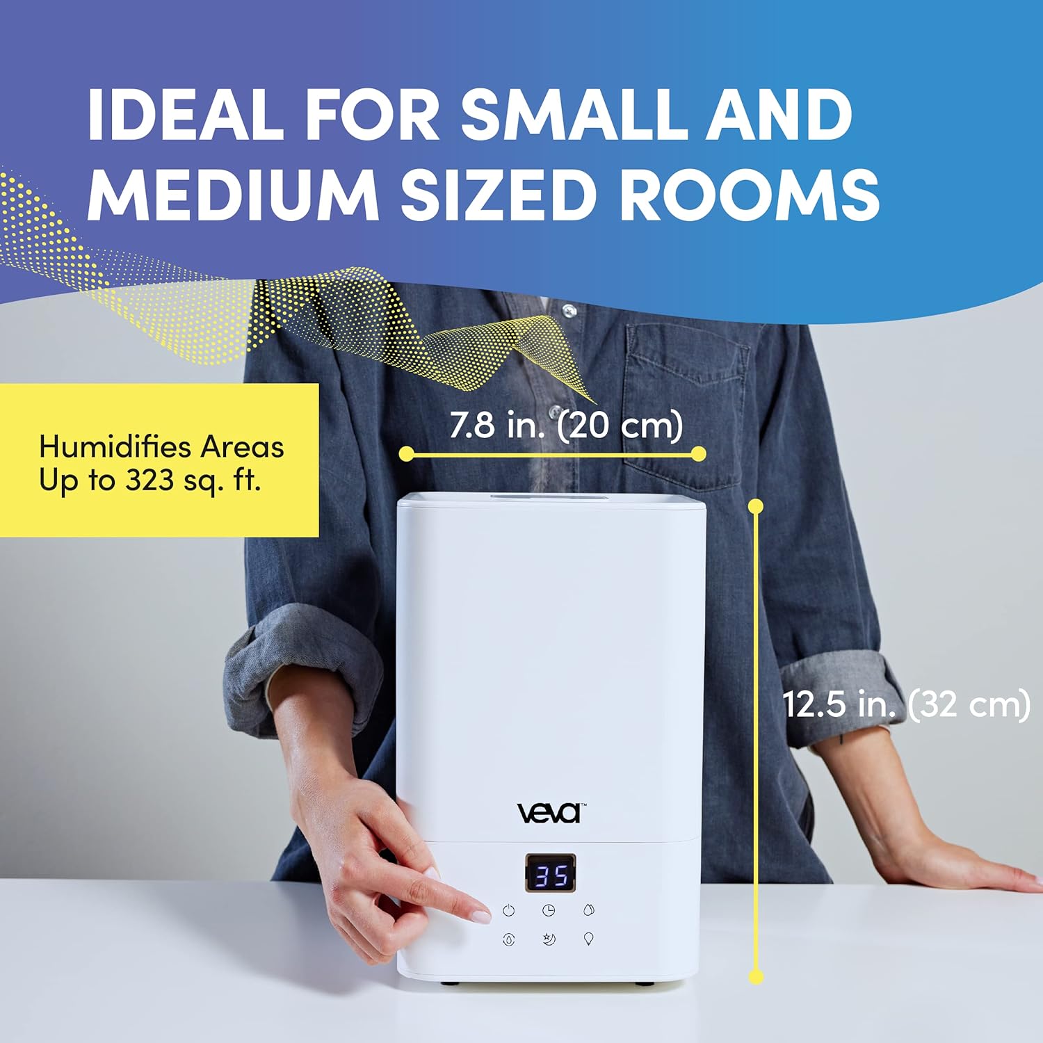 VEVA Humidifiers for Bedroom Large Room 4.5L, Cool Mist Water Vaporizer Essential Oil Diffuser, Quiet Humidifiers for Baby, Covers up to 323 Sq. Ft.