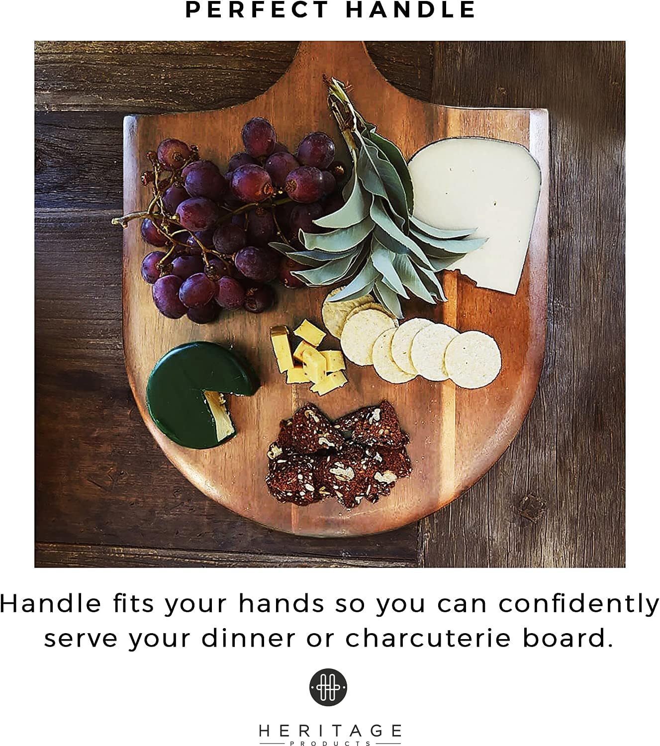 Heritage Acacia Wood Pizza Peel - 22x14 inch Large Wooden Paddle Board with Handle