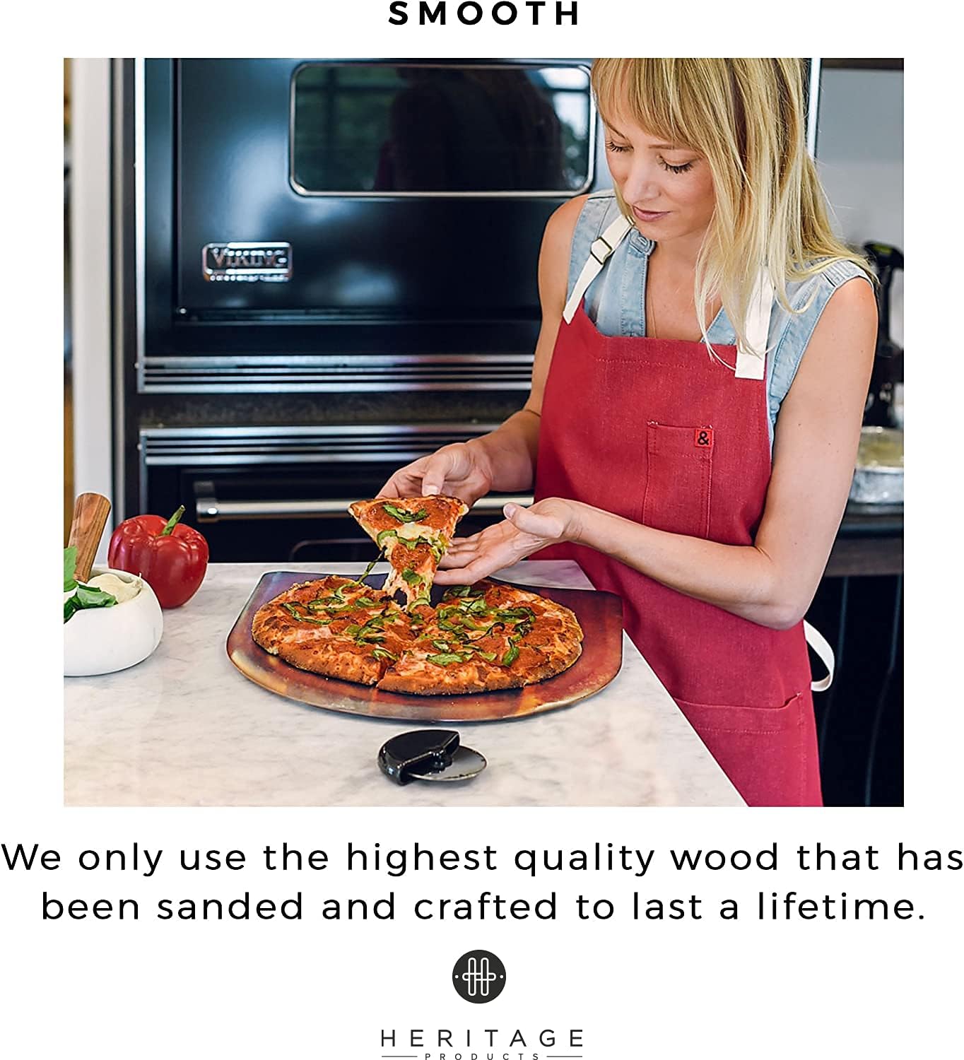 Heritage Acacia Wood Pizza Peel - 22x14 inch Large Wooden Paddle Board with Handle