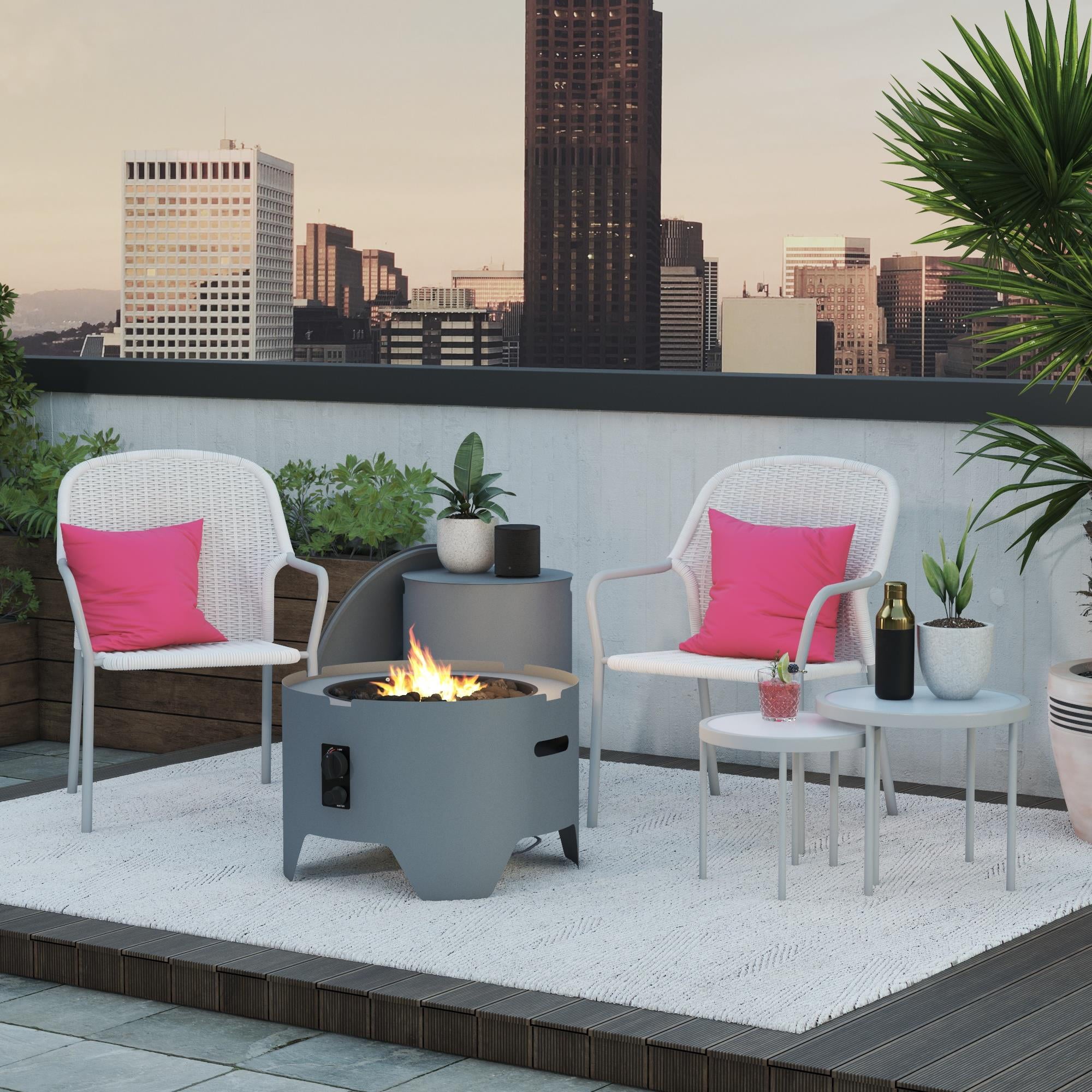 CosmoLiving by Cosmopolitan, Astra Collection, 23" Fire Pit, Dark Gray