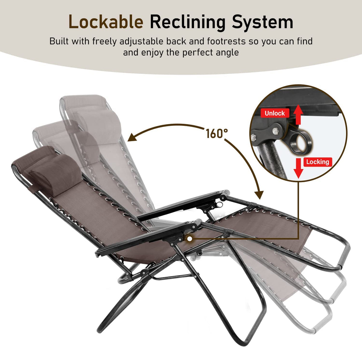 Trapper's Peak Zero Gravity Folding Chair, Black
