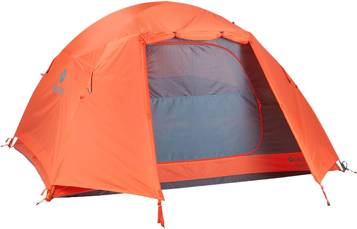 MARMOT Catalyst Camping Tent with Rainfly & Footprint Red Sun/Cascade Blue 3 Person