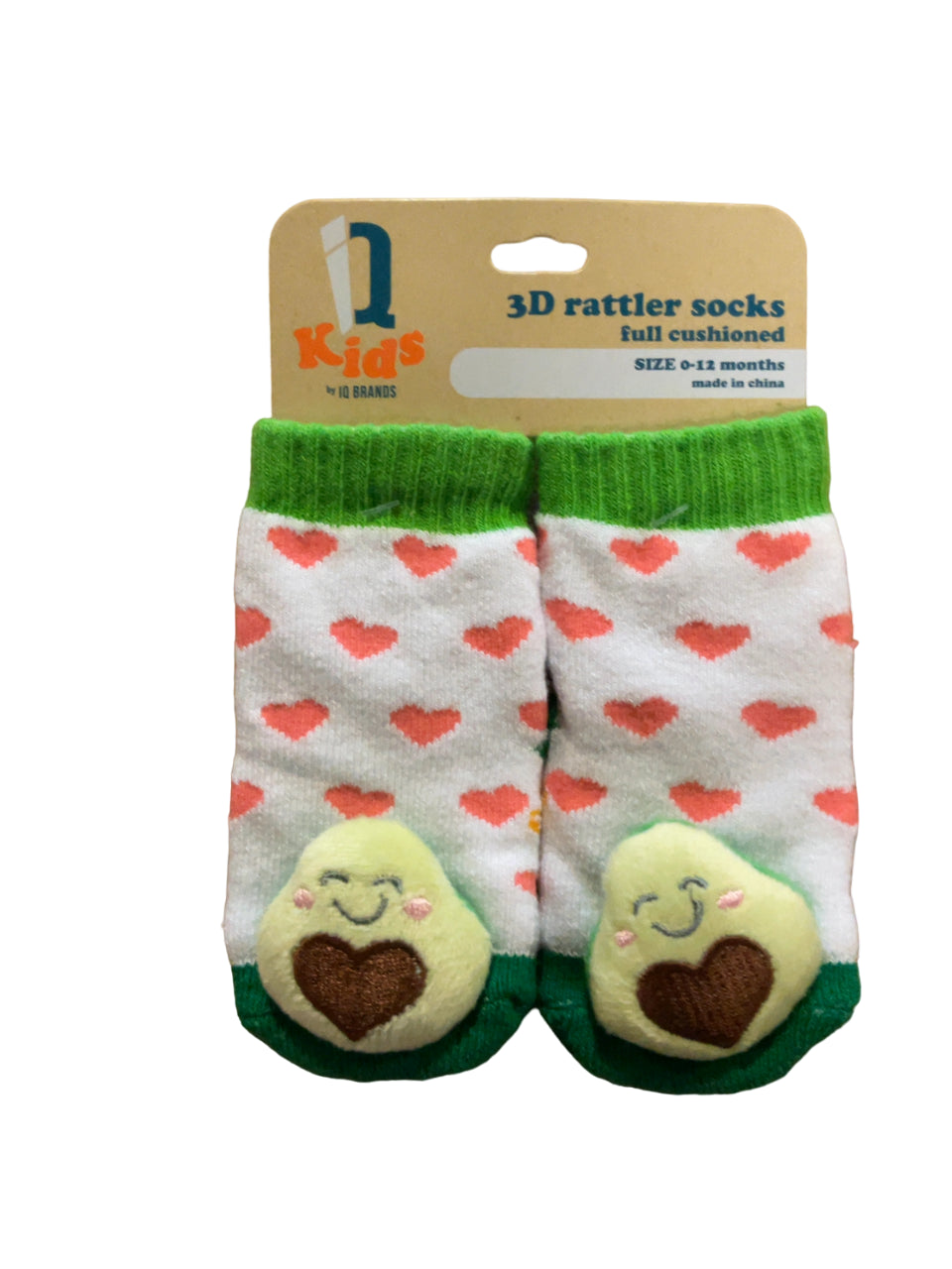 IQ Brands 3D Baby Rattle Socks, Full Cushioned, 0-12 Months