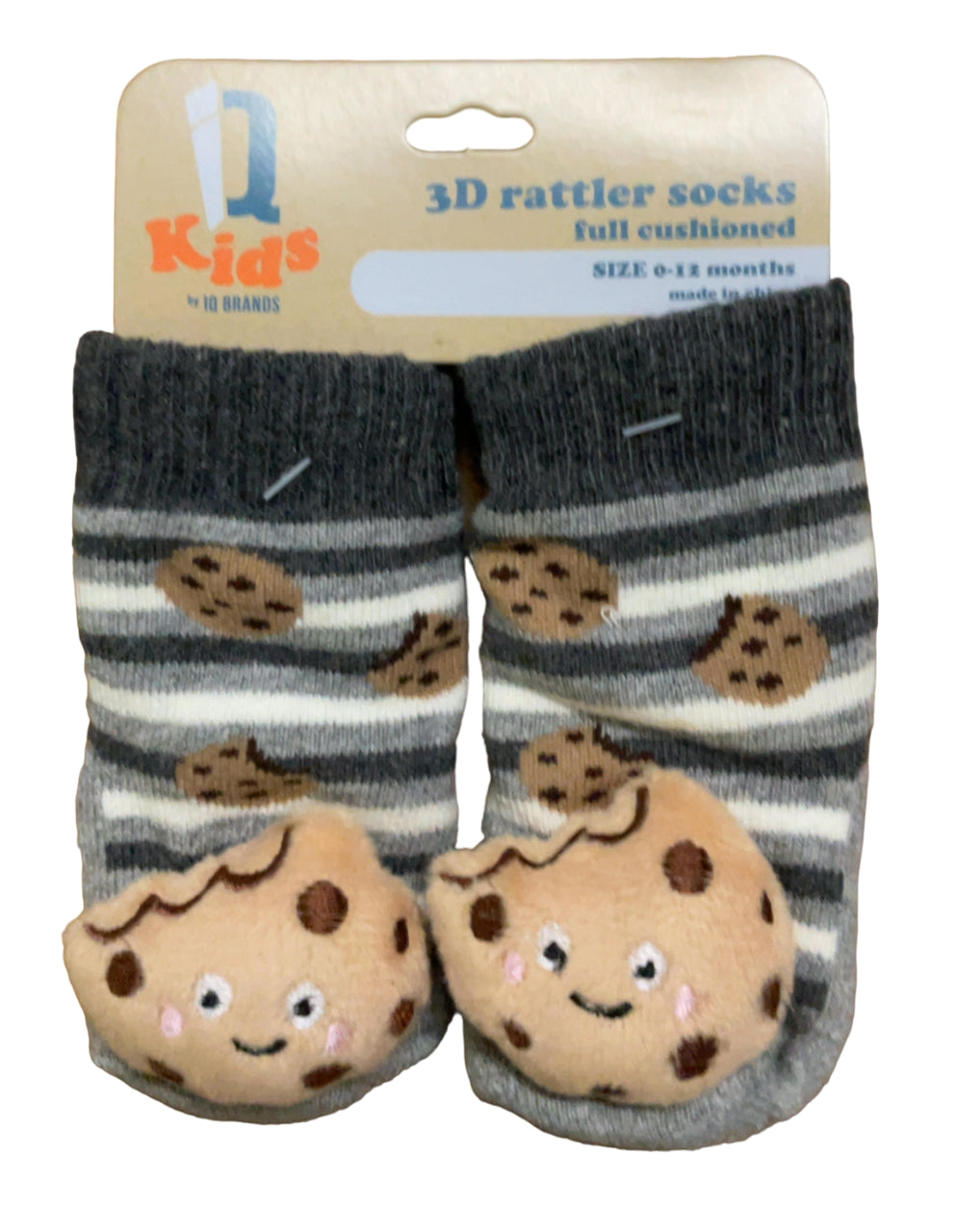 IQ Brands 3D Baby Rattle Socks, Full Cushioned, 0-12 Months
