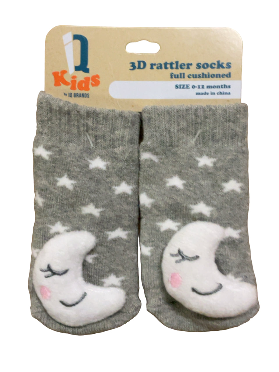 IQ Brands 3D Baby Rattle Socks, Full Cushioned, 0-12 Months