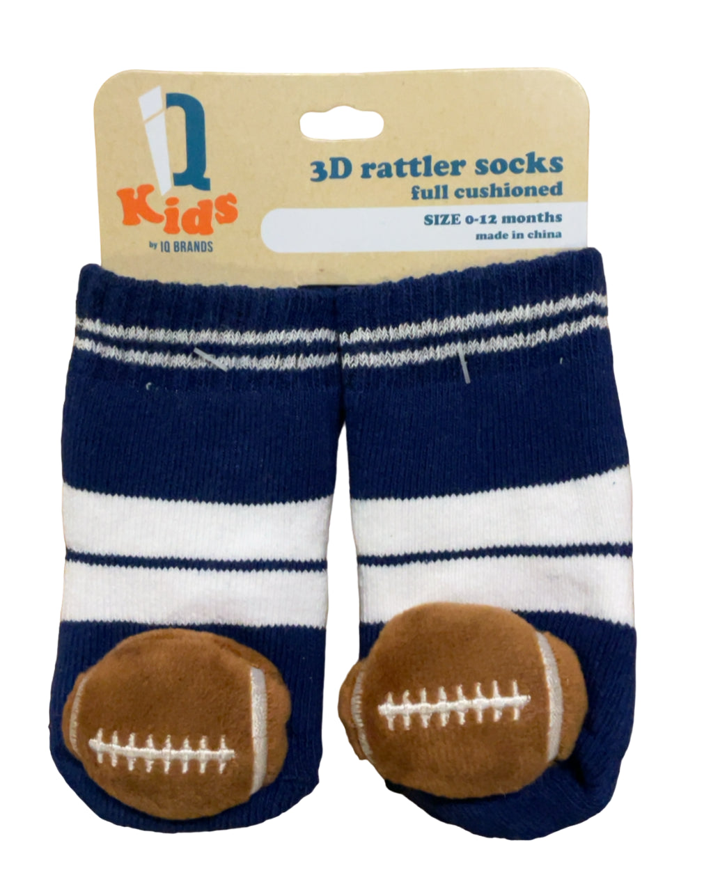 IQ Brands 3D Baby Rattle Socks, Full Cushioned, 0-12 Months