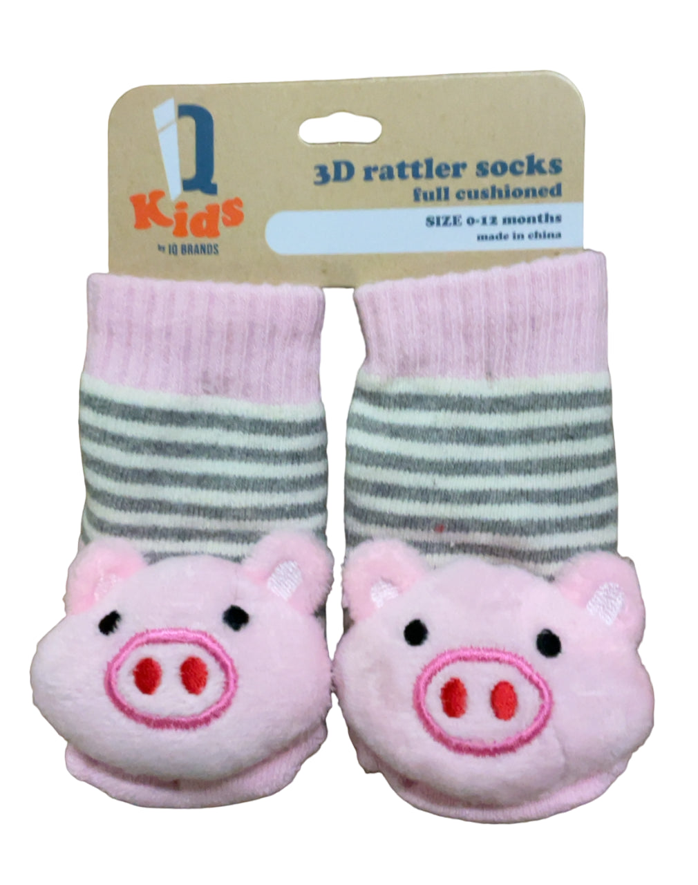IQ Brands 3D Baby Rattle Socks, Full Cushioned, 0-12 Months