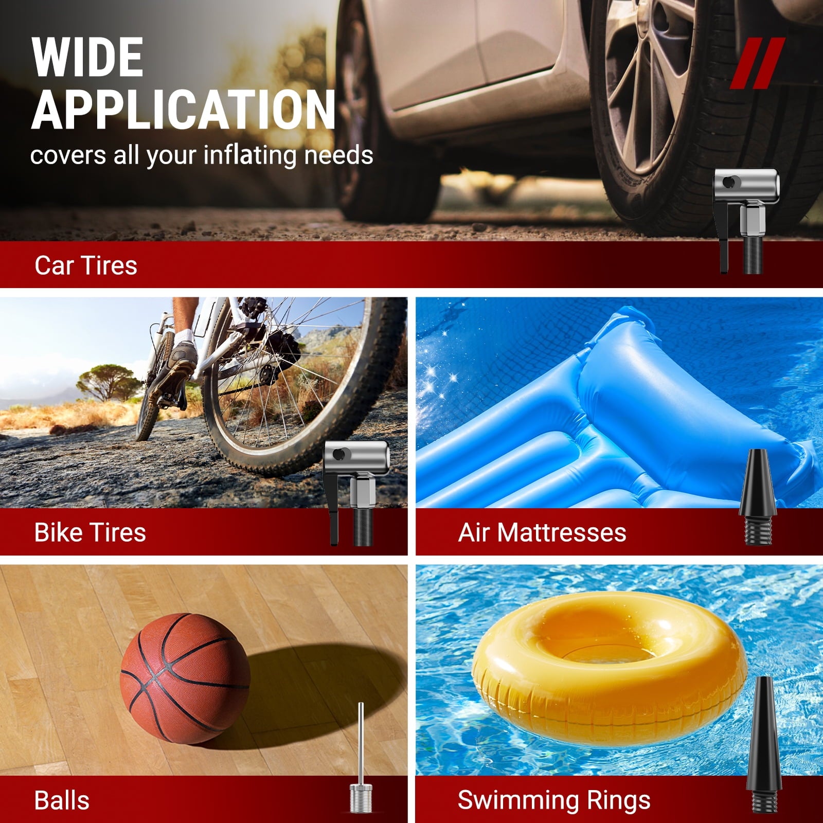 VacLife AC/DC Tire Inflator – Portable Air Compressor Pump for Car & Home (12V/110V), Digital Display, LED Light – Yellow