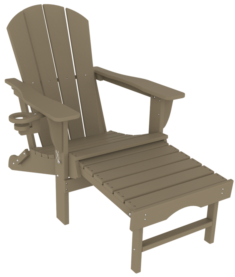 Trappers Peak All-Weather Folding Adirondack Chair w/ Footrest-HDPE