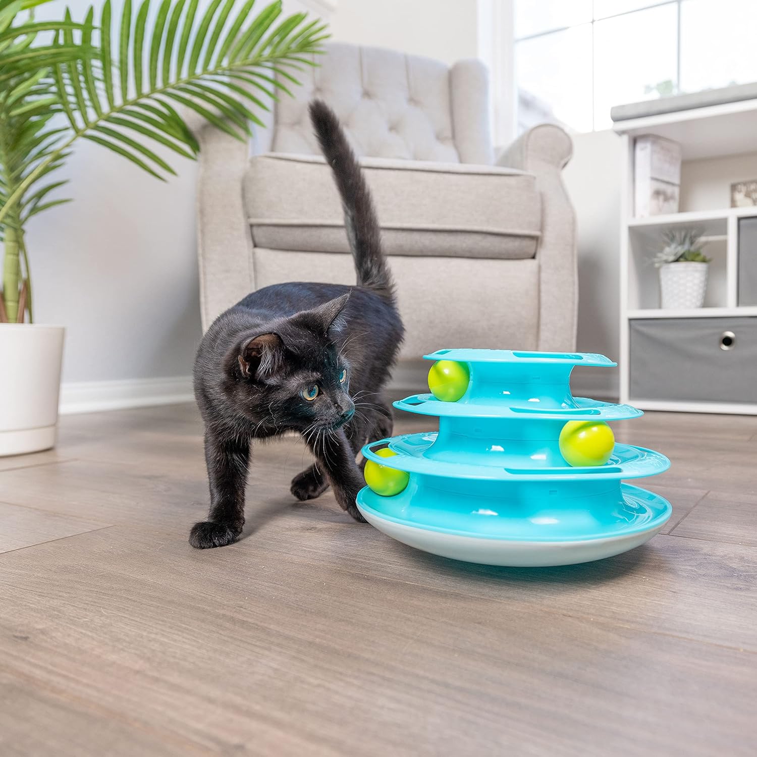 Our Pets Wobble Triple Chase Ball Track Interactive Cat Toy for Indoor Cats