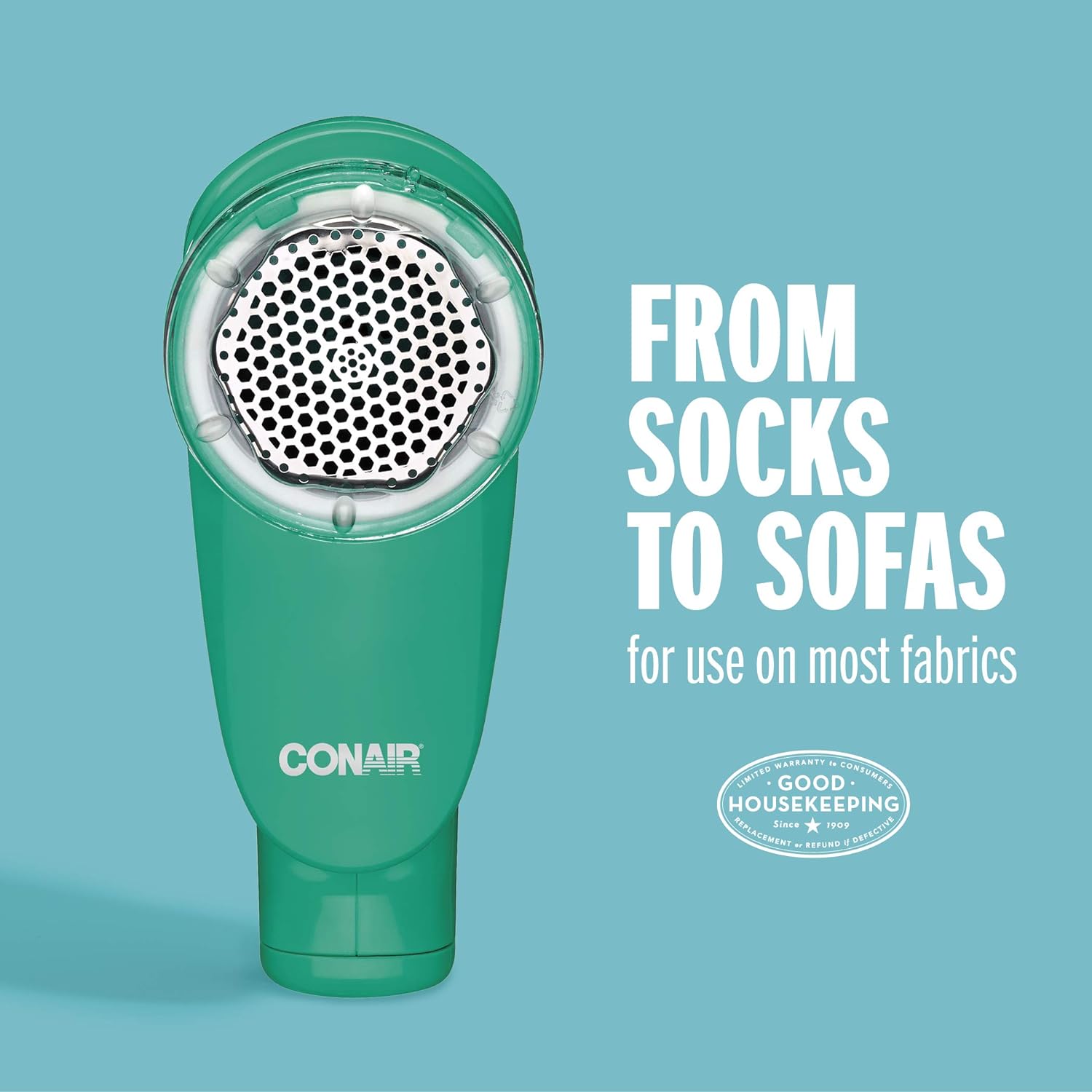 Conair Fabric Shaver and Lint Remover, Battery Operated Portable Fabric Shaver, Green