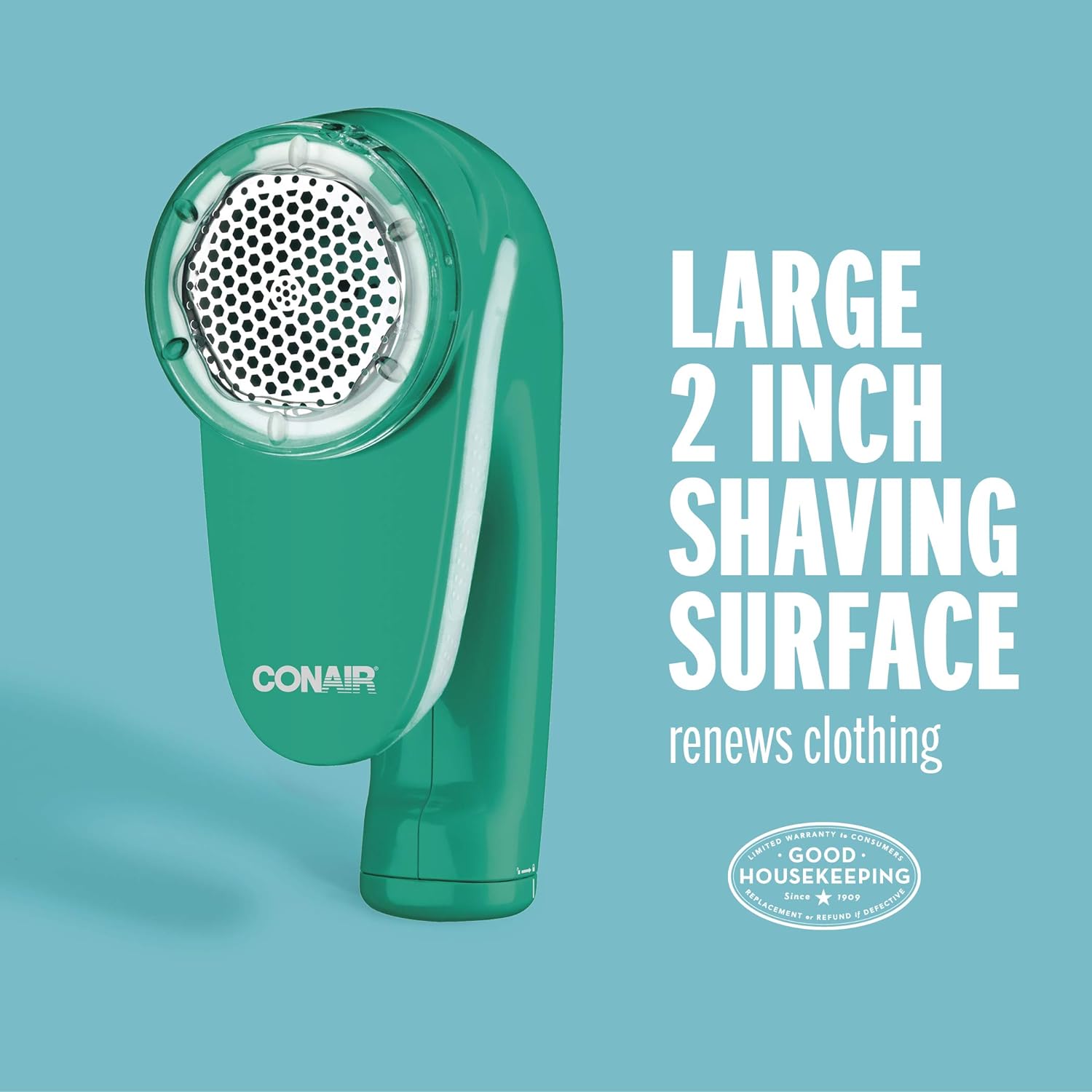 Conair Fabric Shaver and Lint Remover, Battery Operated Portable Fabric Shaver, Green