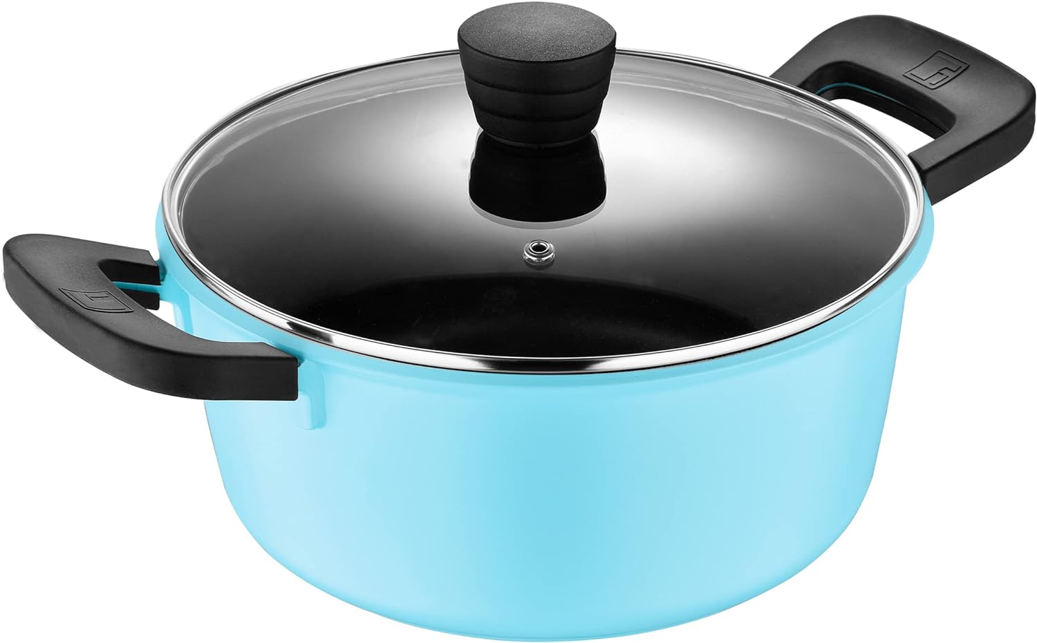 Retro by Bergner - 4.5 Qt Non Stick Cast Aluminum Dutch Oven with Vented Glass Lid, Blue