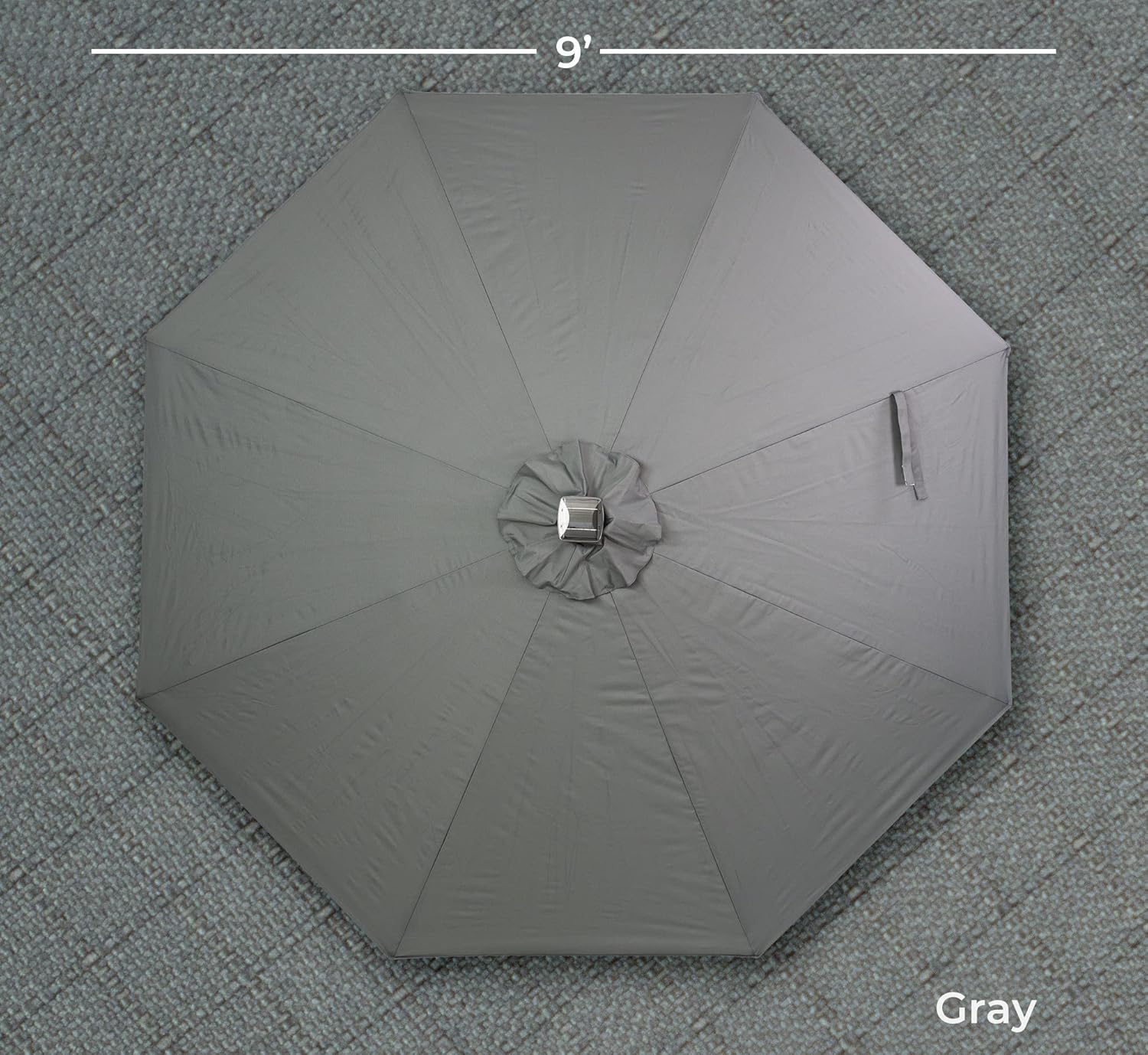 Sun-Ray 9' Round 8Rib Aluminum Bluetooth Solar Lighted Umbrella - Grey