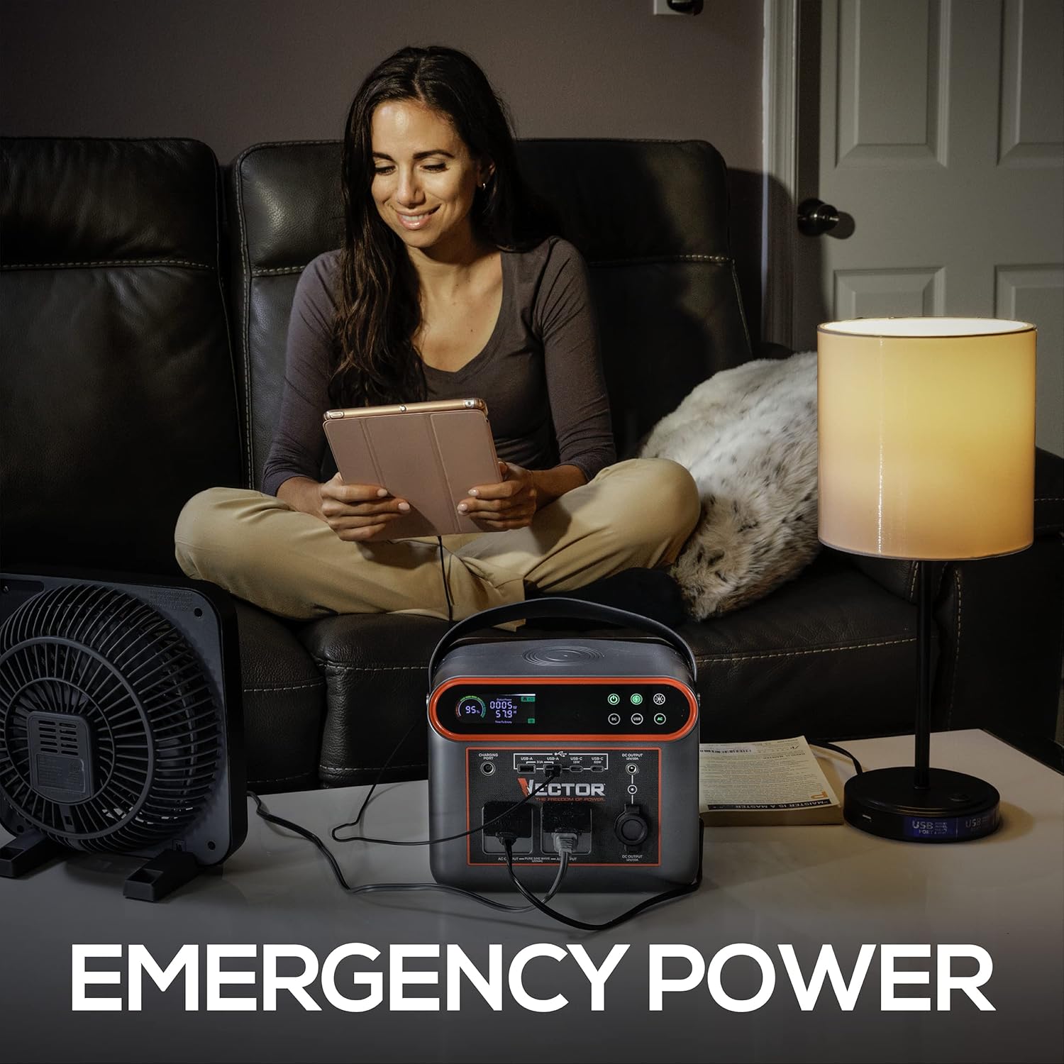 Vector VECLIPS6 666 WH, 733 Watt Lithium Powerstation, with AC, USB and DC Power, Solar Panel Capable