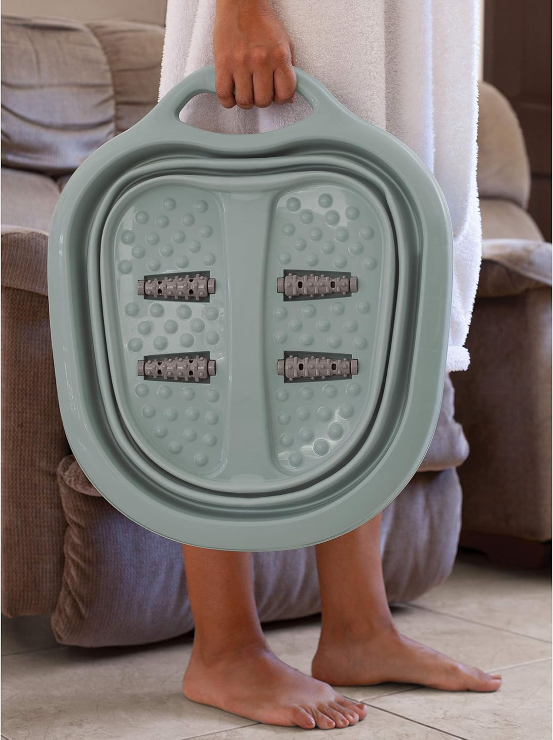 Estelle Beauty Collapsible Foot Bath Massager - Non-Slip 3 Gal. Capacity - Gray