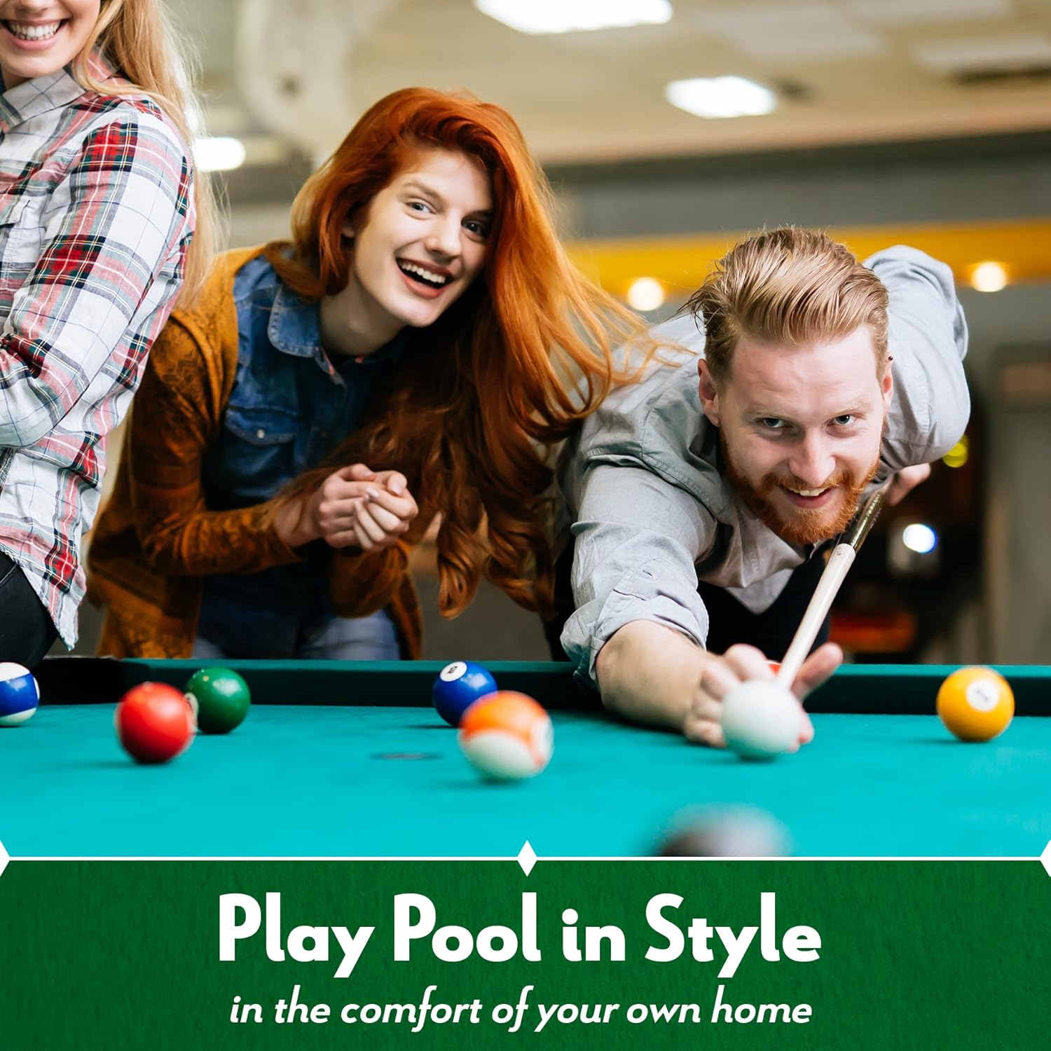 ISZY Billiards Pool Stick Holder Wood Stand, Holds 8 Billiard Sticks, a Full Set of Balls & Includes 4 Score Counters