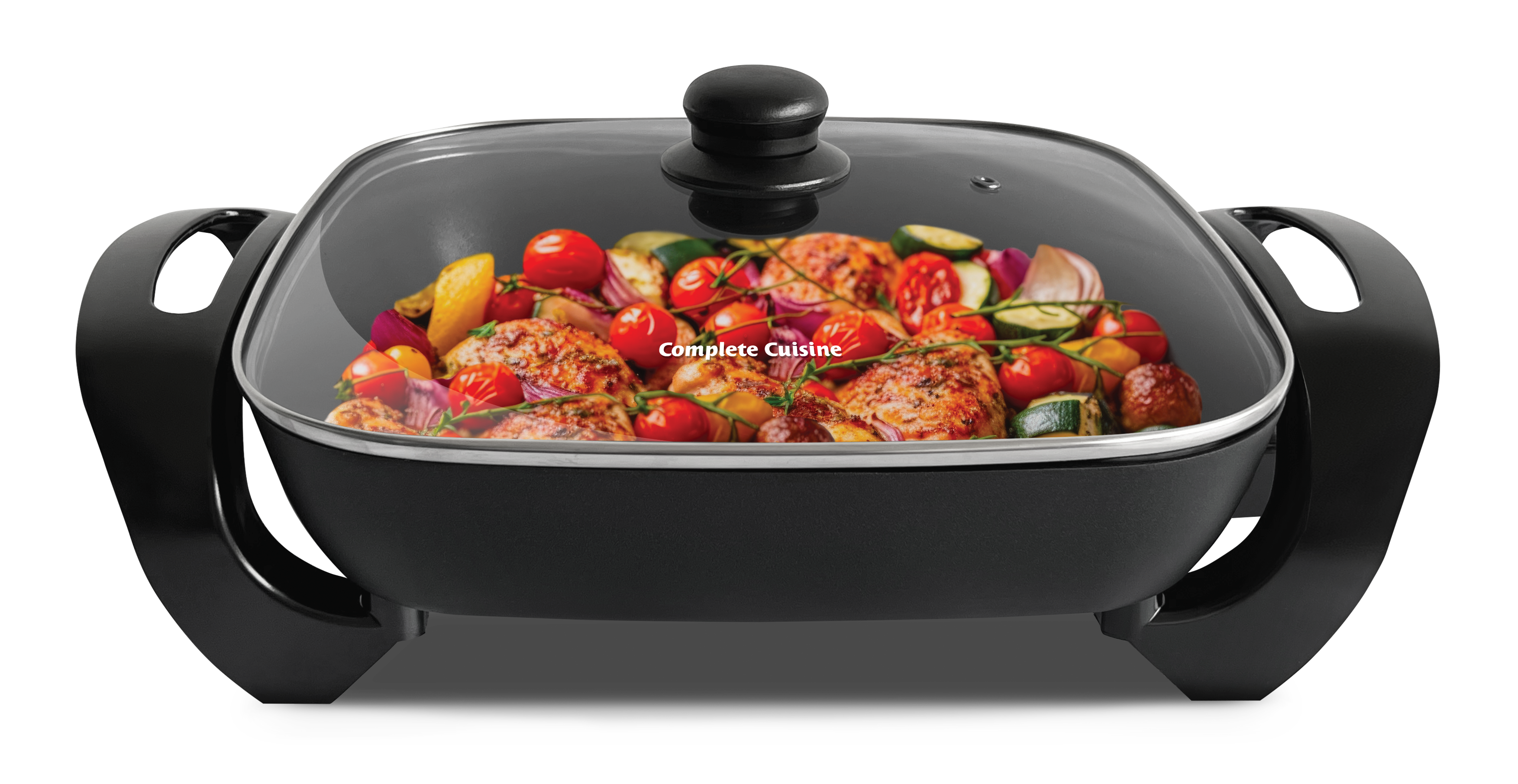 Complete Cuisine 12-Inch Non-Stick Electric Skillet with Glass Cover- Family Sized 4.5 quarts