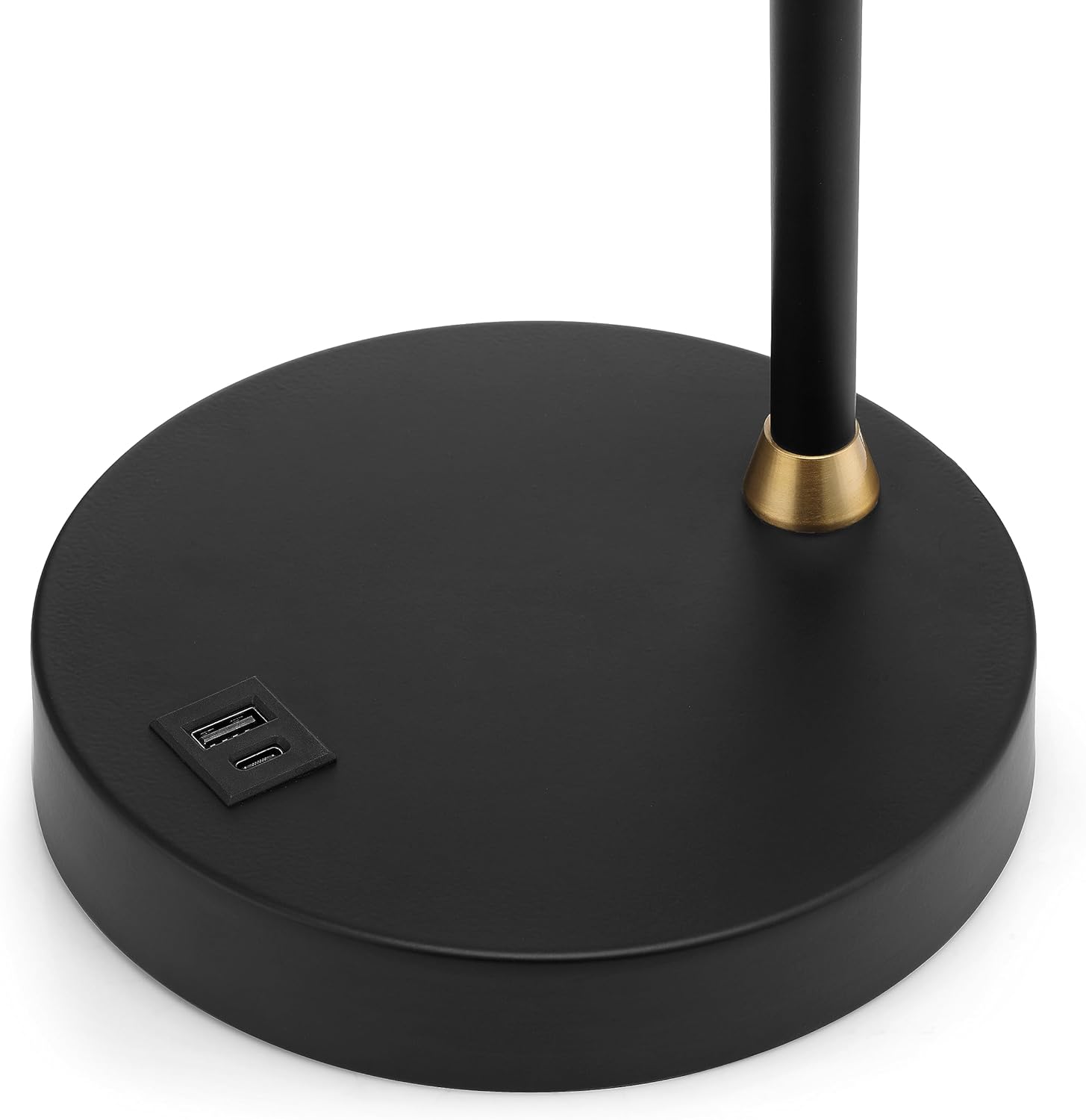 Rumi Lighting 17 in. Brass Gold and Black Lamp with 2 Fast Charging USB Ports for Task and Reading