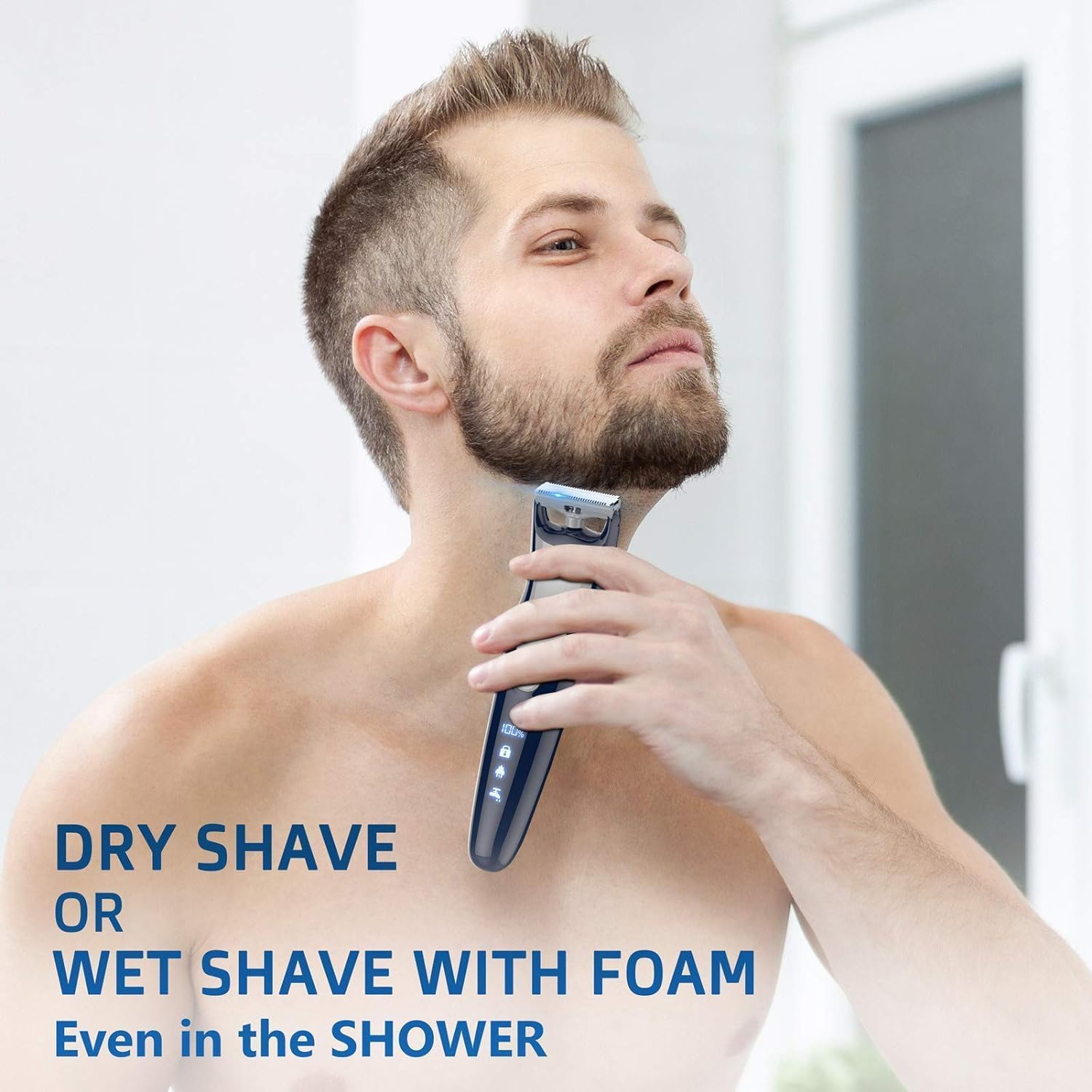 Mueller Pro Grooming UltraOneBlade Trimmer for Men - Beard and Mustache - Electric Razor Cordless, Waterproof Adjustable Hair Length, and Battery Indicator for Precision Grooming