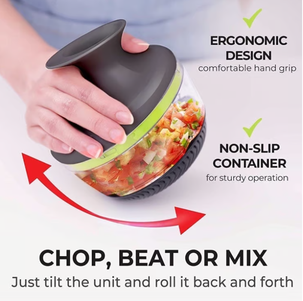 Mueller Austria Rolling Chopper, Shaker, Mixer, Cutter, Slicer, Zester Pro - Strongest - 30% Heavier Duty Multi Vegetable-Fruit-Spice-Kitchen Tool/Utensil, L