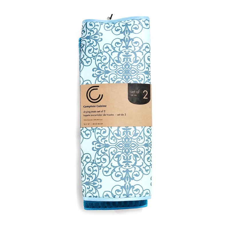 Complete Cuisine Dish Drying Mat, Set of 2, 16 x 18 (Assorted Colors)