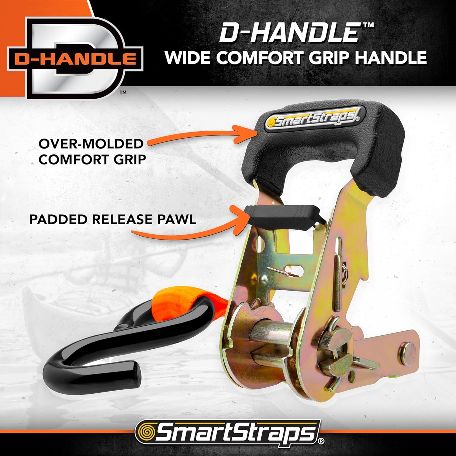 SMARTSTRAPS 10-Foot Ratchet Straps (4pk) 3,000 lbs Break Strength 1,000 lbs Safe Work Load Haul Heavier Loads Like Motorcycles, Boats and Large Appliances Heavy-Duty Padded Tie-Downs, ORANGE (149) 4 Pack 10'' 3000 lb