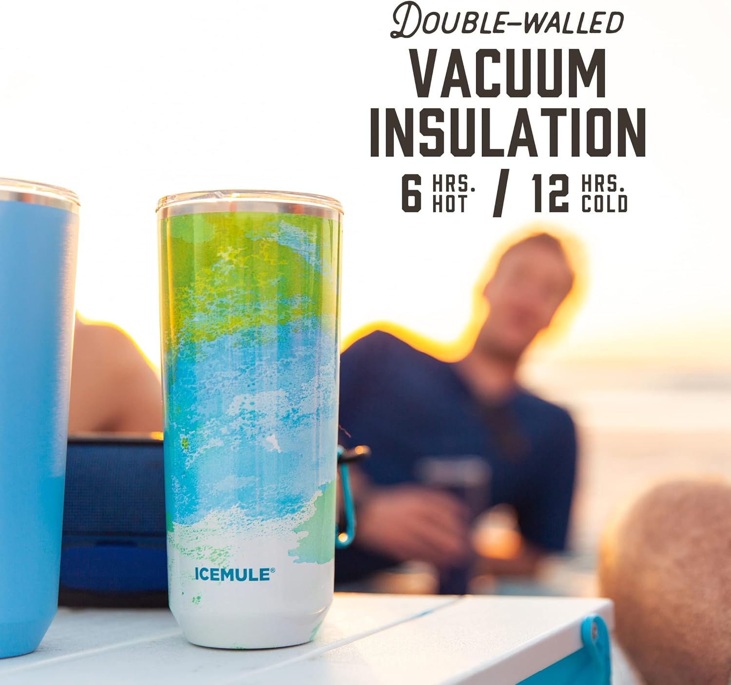 ICEMULE 24 Oz Vacuum Stainless Steel Insulated Tumbler and Travel Mug - Sliding Lid, Spill Proof, Leak Proof, Fits in Standard Cupholder, Blaze Orange