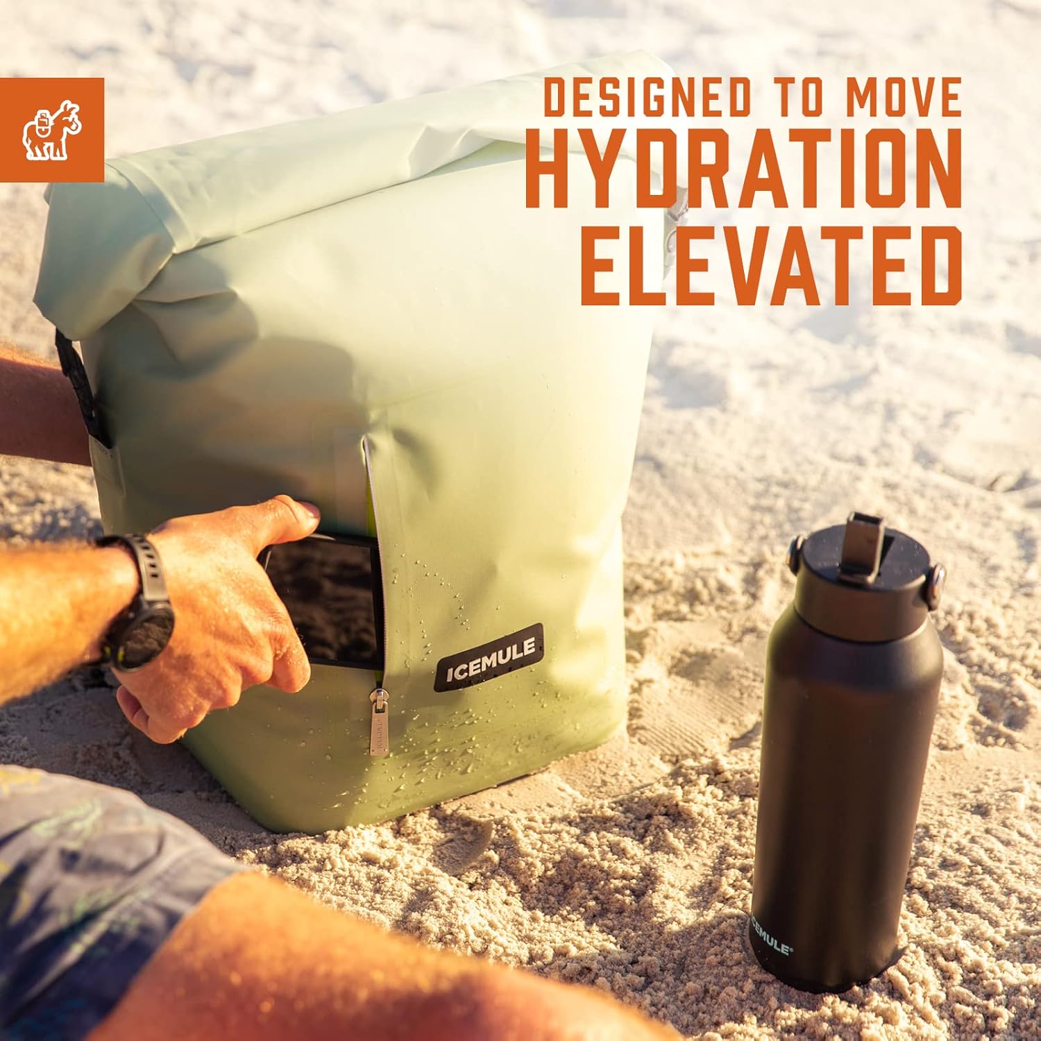 ICEMULE 32oz Sports Bottle, Vacuum Insulated, Pro Grade Stainless Steel, Blaze Orange