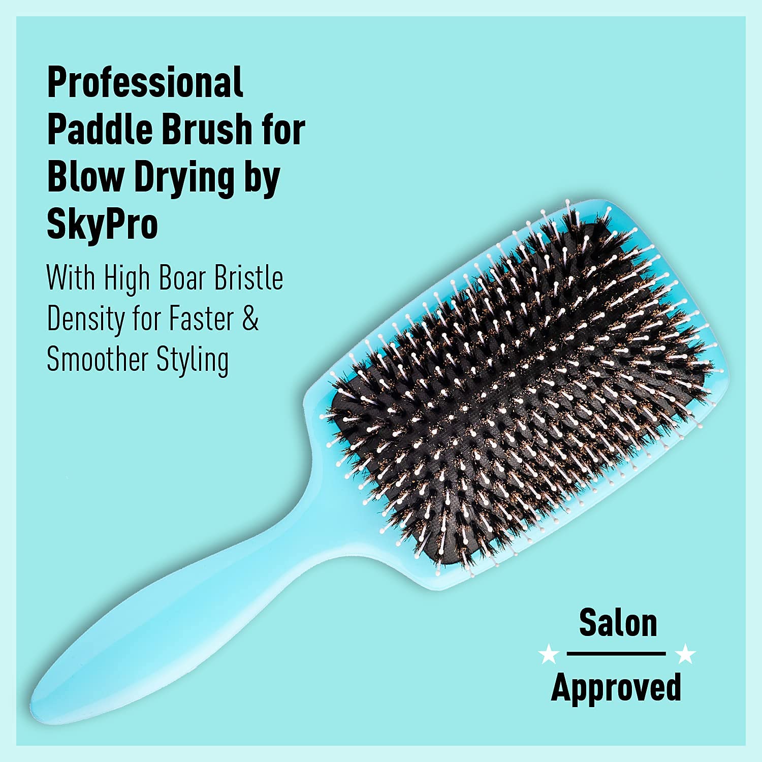 SKYPRO Professional Boar Bristle Paddle Brush – High Density Detangling & Smoothing Brush for All Hair Types