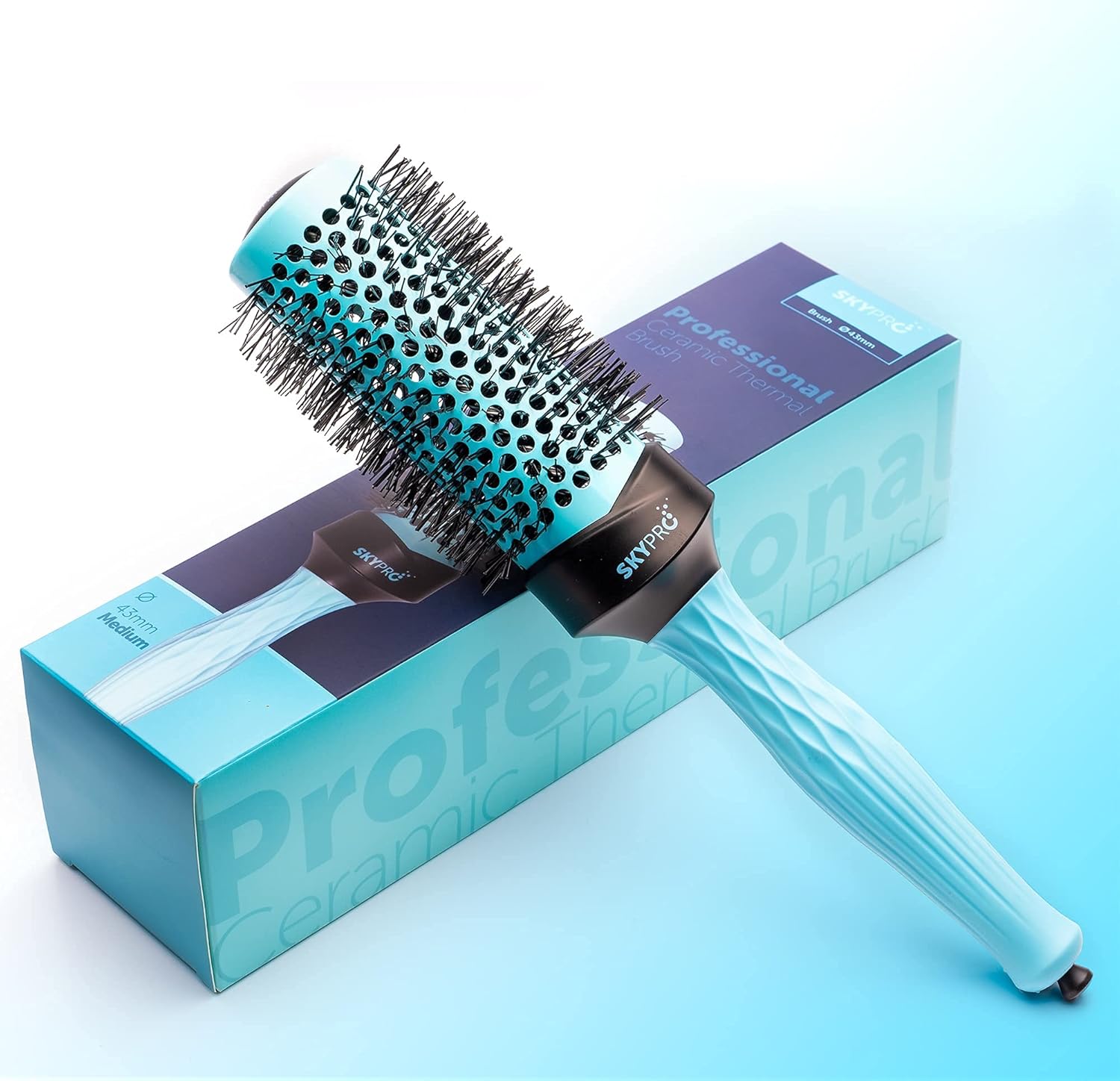 SKYPRO Professional 1.7" Round Brush – Ceramic Ion Barrel Volumizing Blow Drying Brush with Ultra-Glide Bristles
