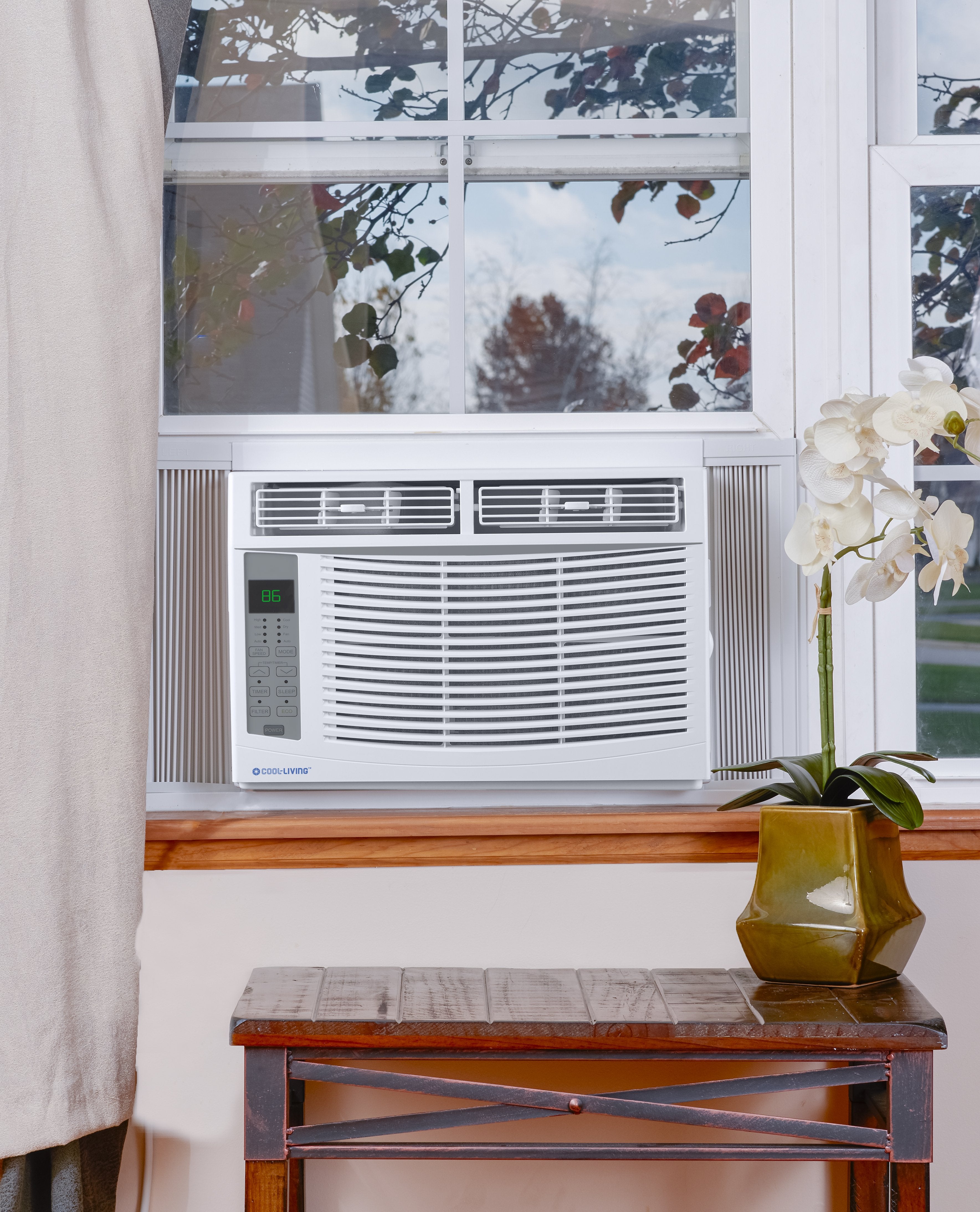 Cool Living 6,000 BTU Air Conditioner with Remote, Auto-Restart, 3 Cooling & Fan Speeds, Energy Saver, White