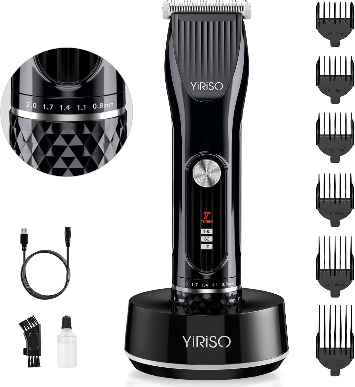Yiriso Professional Hair Clippers for Men – Waterproof Beard Trimmer with Turbo Power & Adjustable Dial