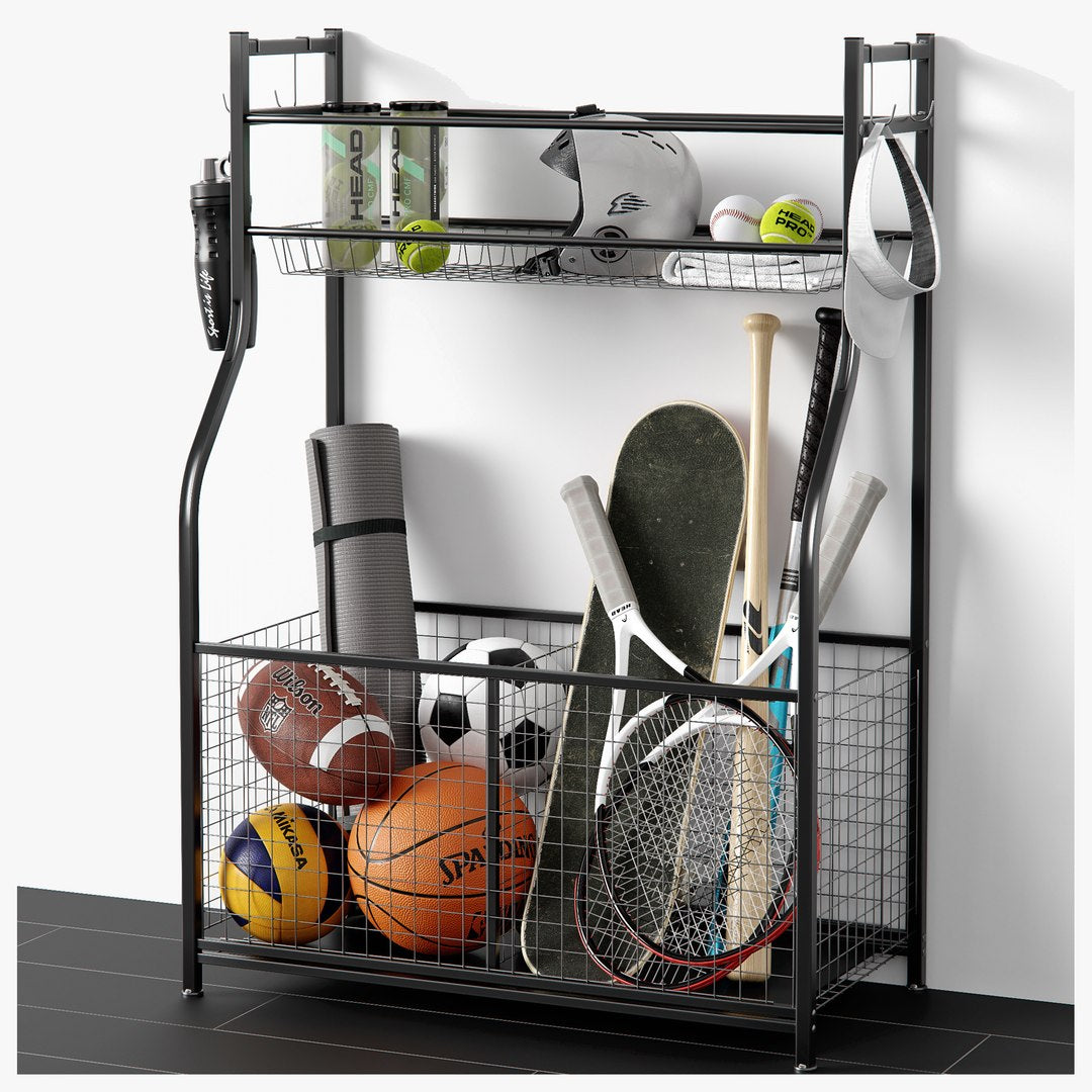 Neat-Living Garage Sports Equipment Organizer (30.71" x 16.54" x 44.49") Black
