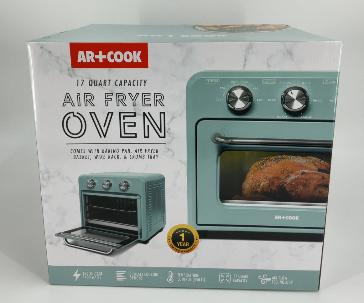 AR + COOK 17 Qt Capacity Air Fryer Oven, Aqua Blue