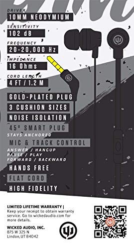 Wicked Audio Drive 750cc Earbuds with Enhanced Bass