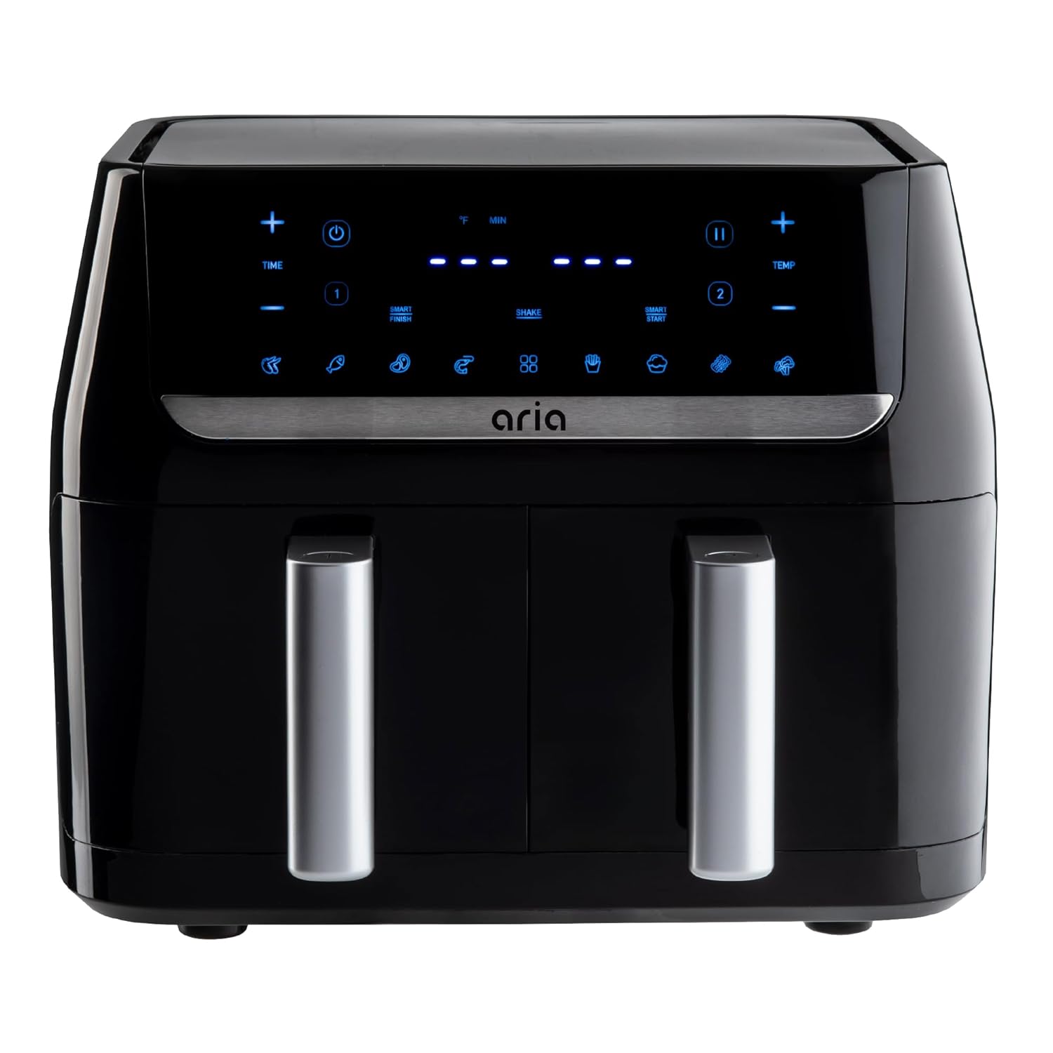 Aria 10Qt Dual Basket Air Fryer, Double 5Qt Basket Efficiency, Smart Sync Cooking, 8 Versatile Presets, Intuitive Touch Controls, and Dishwasher-Safe Baskets
