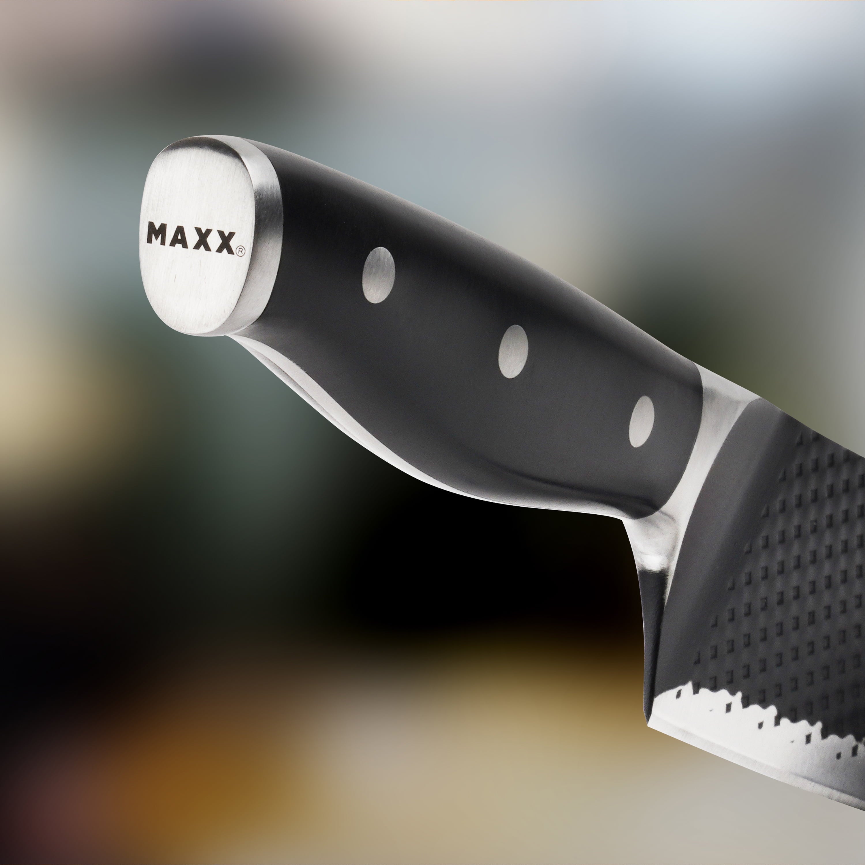 Kalorik MAXX 3-Piece Professional Chef, Prep, and Paring Knife Set, in Stainless Steel/Black (SAK 51317)