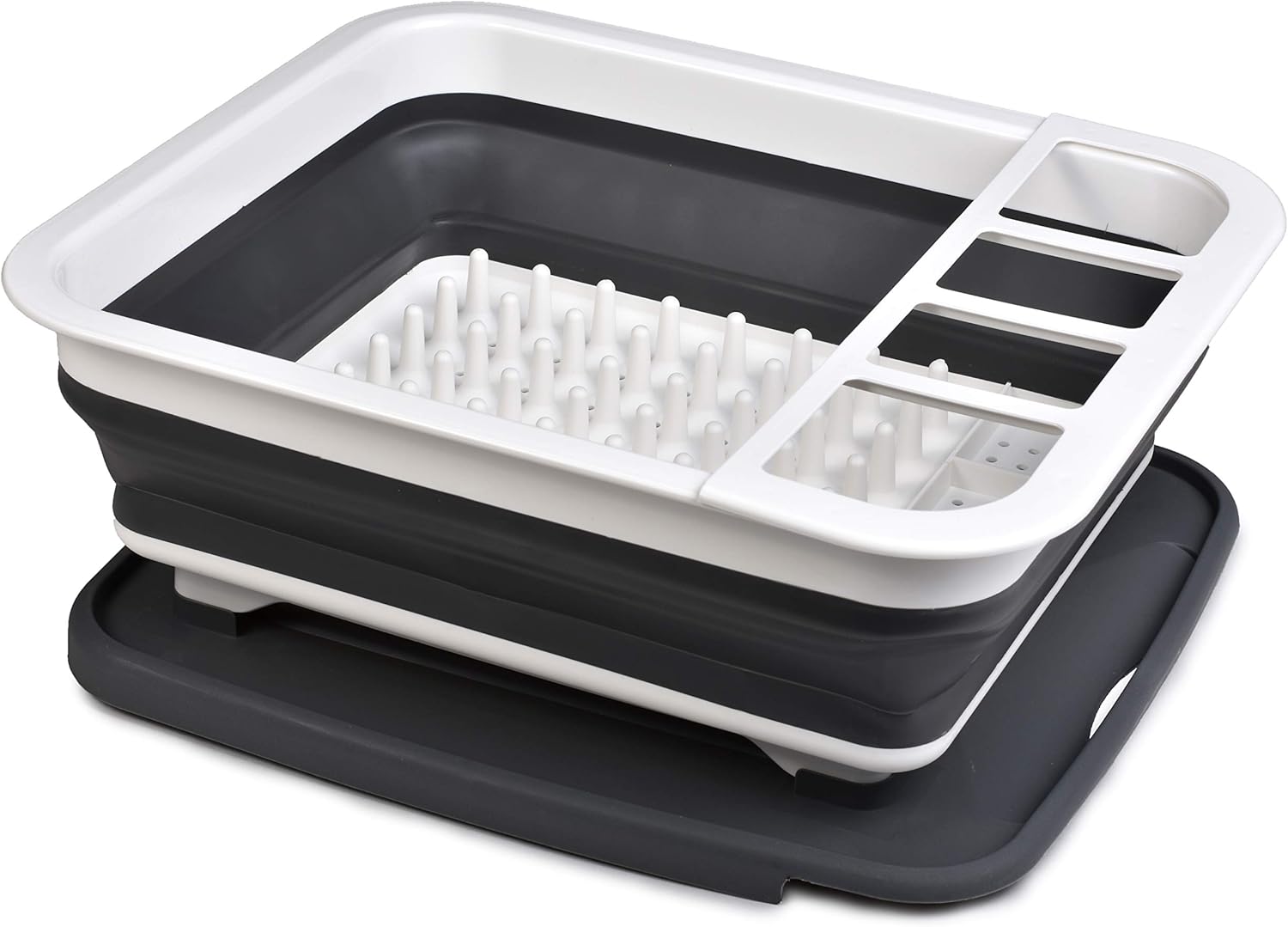 Masirs Pop-Up Collapsible Dish Drying Rack: Convenient Storage, Drains into Sink