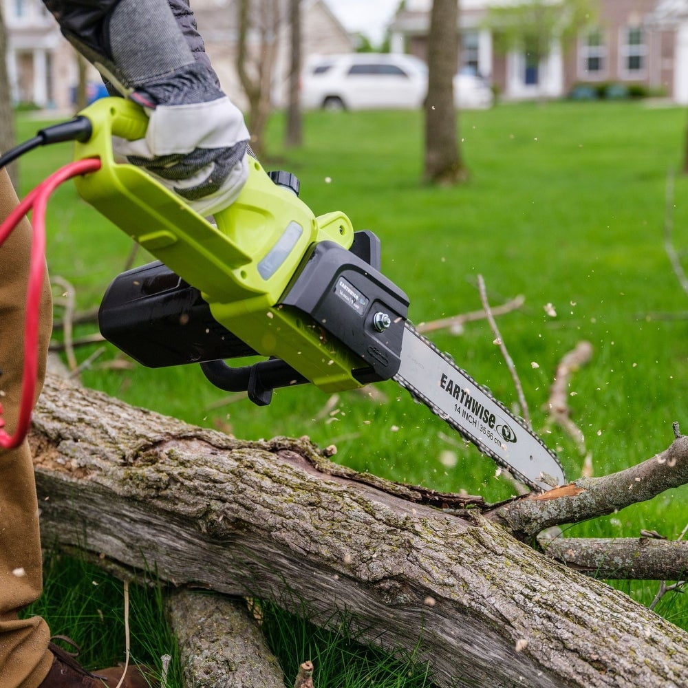 Earthwise CS33114 14-Inch 9-Amp Corded Electric Chainsaw, Green