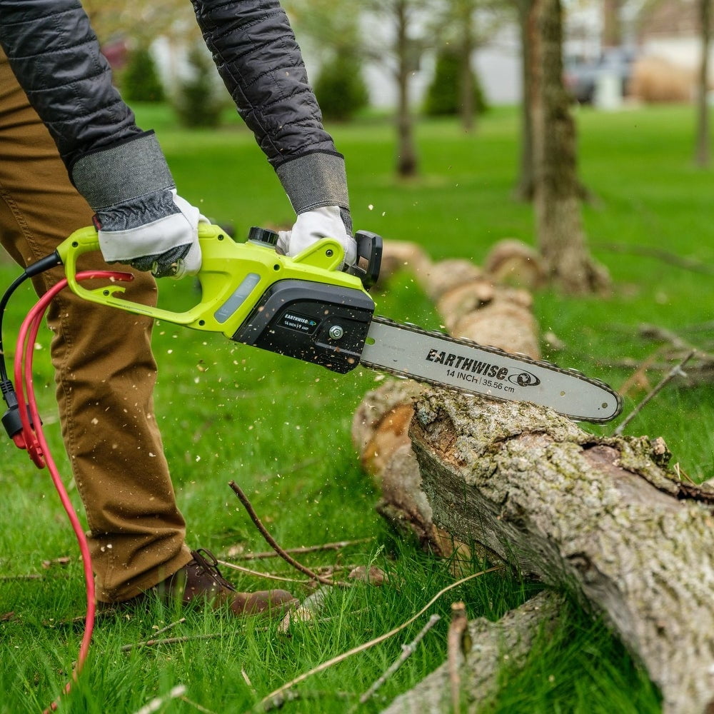 Earthwise CS33114 14-Inch 9-Amp Corded Electric Chainsaw, Green