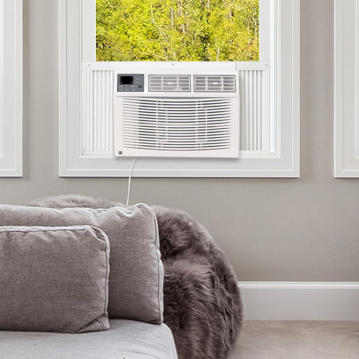 RCA 8,000 BTU Window Mounted Air Conditioner & Dehumidifier,115V, Perfect for Medium Rooms up to 350 Sq. Ft. with Remote Control, Window AC Unit for Apartment, Living Room, White