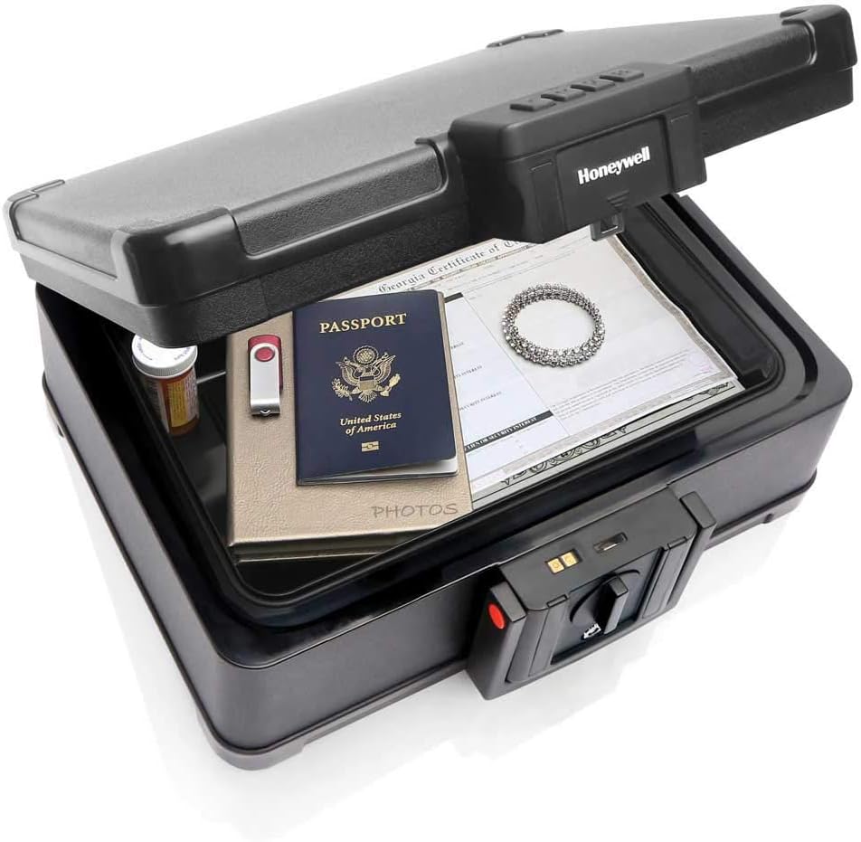 Honeywell Fire and Waterproof Safe with Touchpad Lock, 0.24 Cu Ft, Black