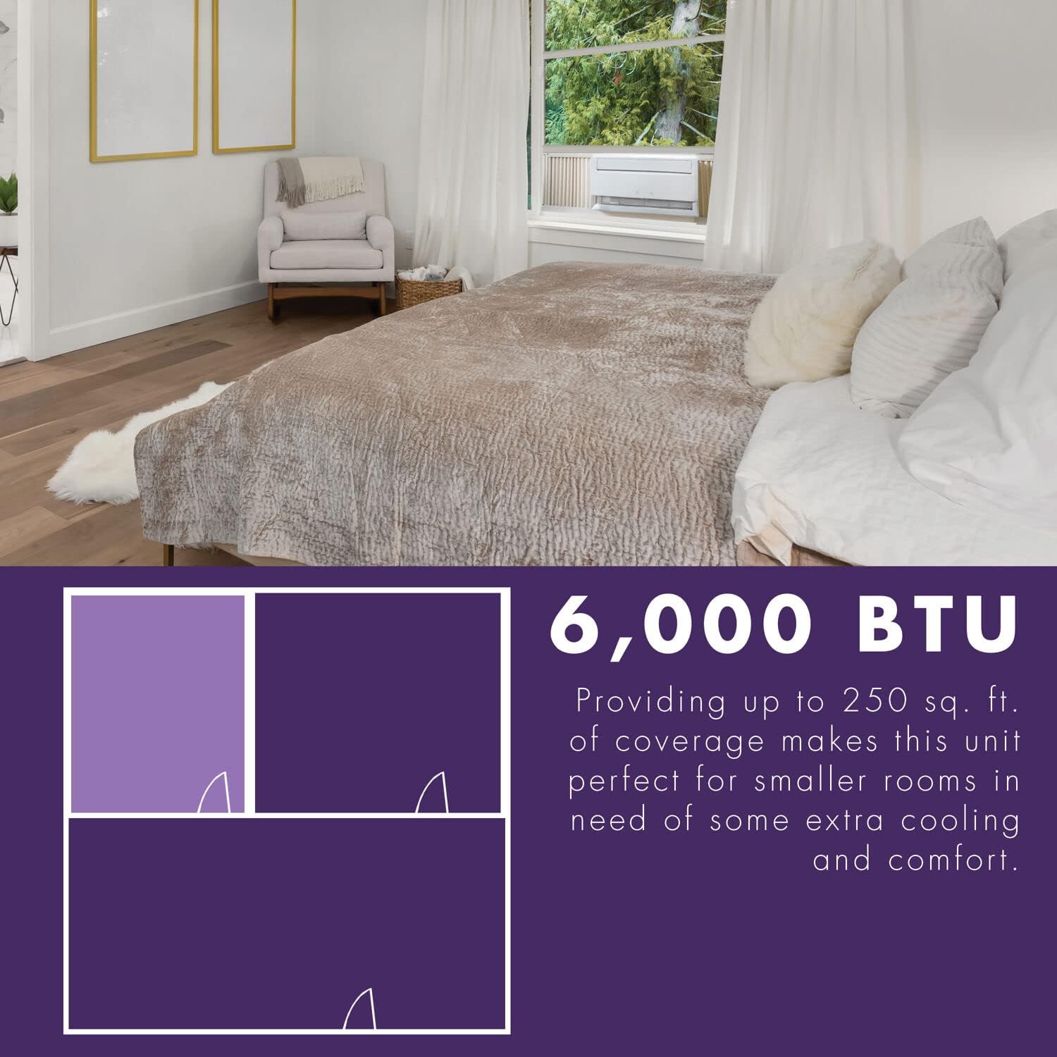 Freonic 6,000 BTU 250 sq. ft. Window Air Conditioner & Dehumidifier with Remote, White, FHCW061ABE